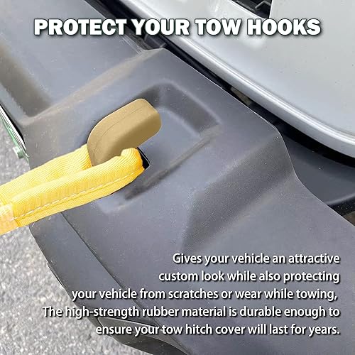 Miniatura 5 de Gold Sand Factory - Cubiertas de gancho de remolque para Jeep Wrangler JK JL y Gladiator JT 2007-2023, añade agarre acolchado a la recuperación de