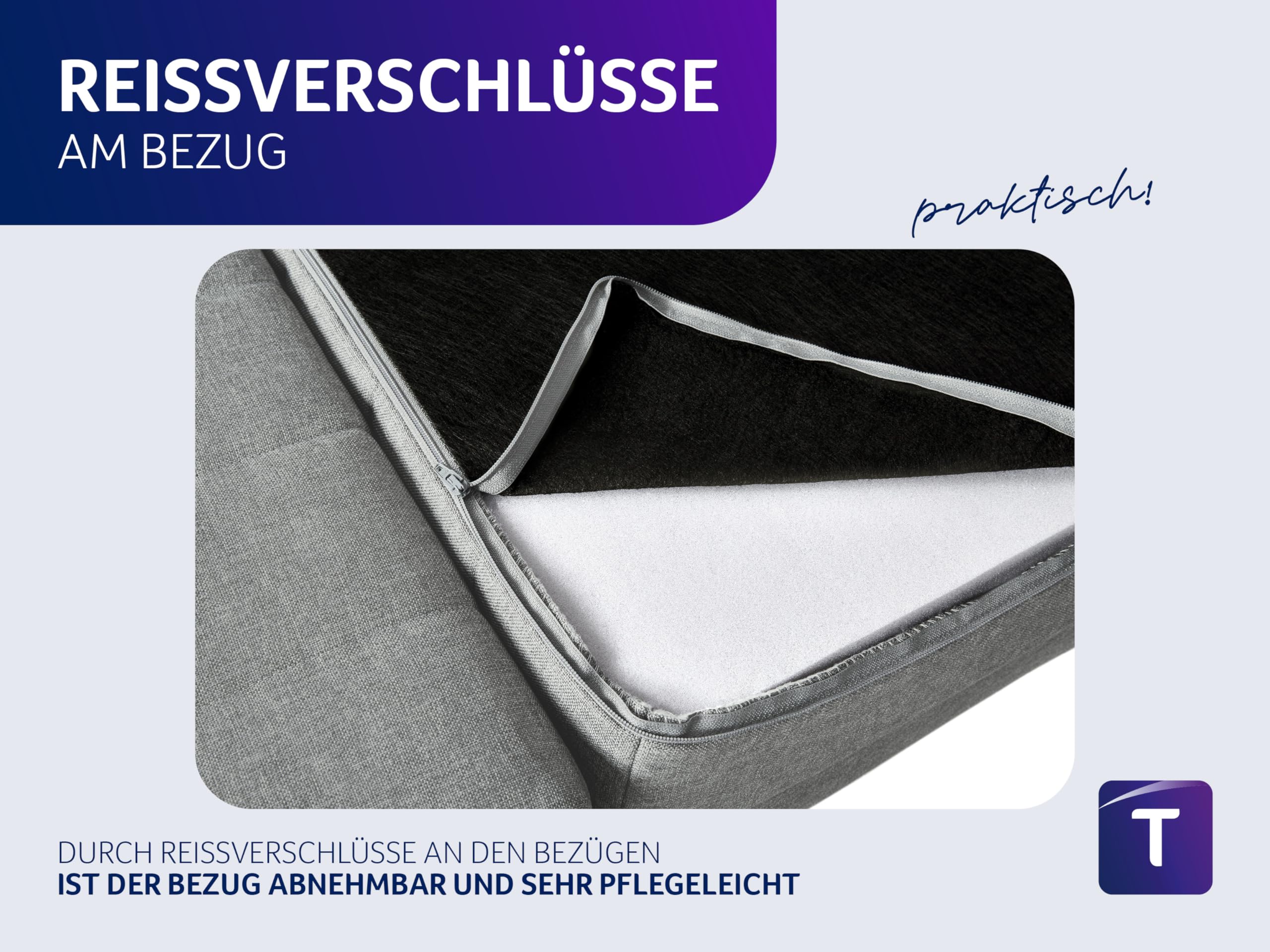 Traumnacht Schlafsofa 140 x 200 cm – Doppelgästematratze & 3-Sitzer Gästesofa mit Schlaffunktion, Grau, deutscher Qualitätsstandard