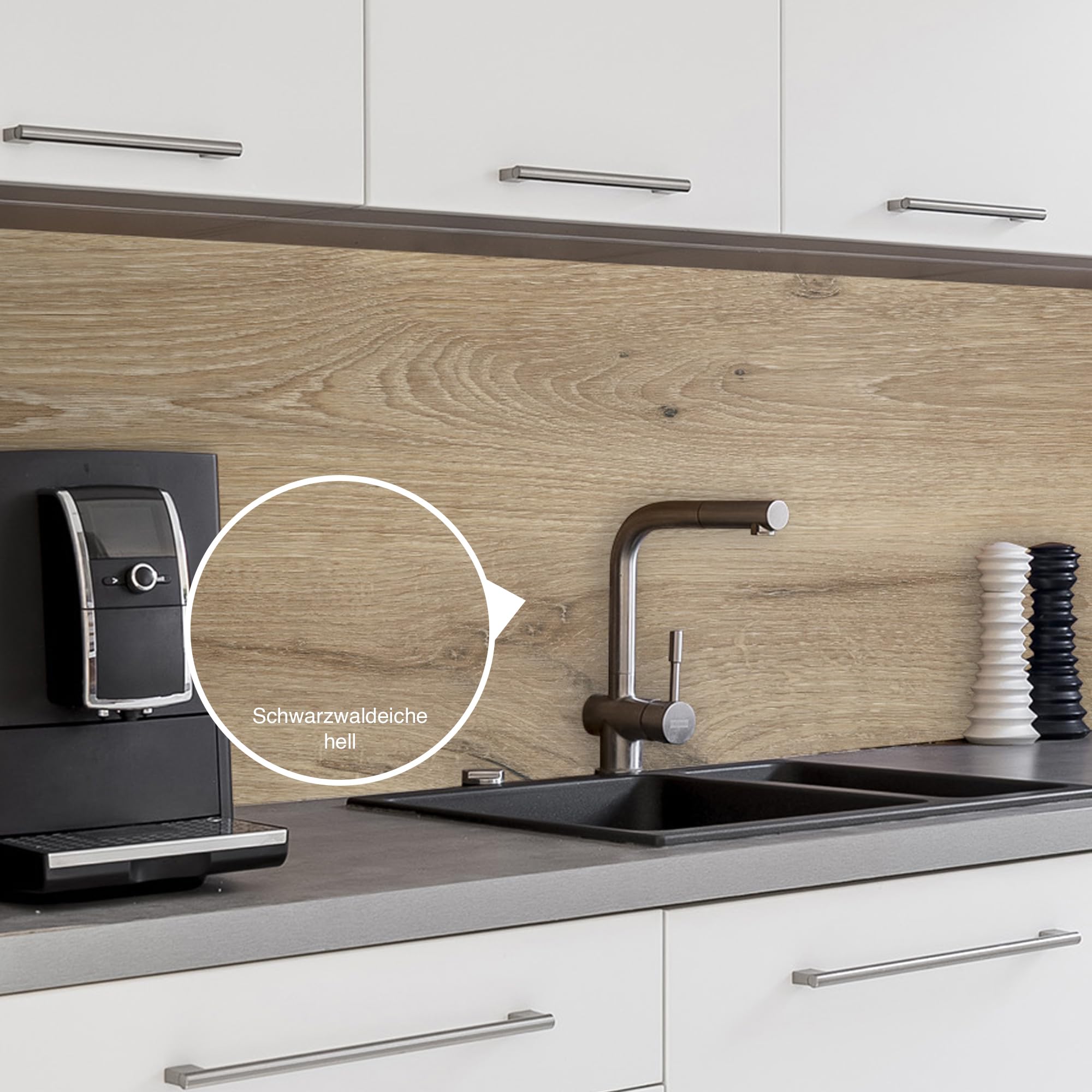 WALLando Pannello posteriore della cucina di alta qualità, dimensioni personalizzate – Rivestimento da parete in PVC facile da montare per la cucina – Paraspruzzi resistente al calore in pannelli di