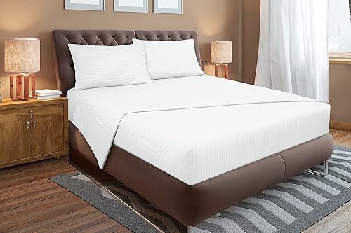 Miniatura 6 de ROYALE LINENS Juego de sábanas a rayas, ropa de cama de microfibra cepillada de 1800 hilos, 1 sábana bajera, 1 sábana encimera, 1 funda de almohada,