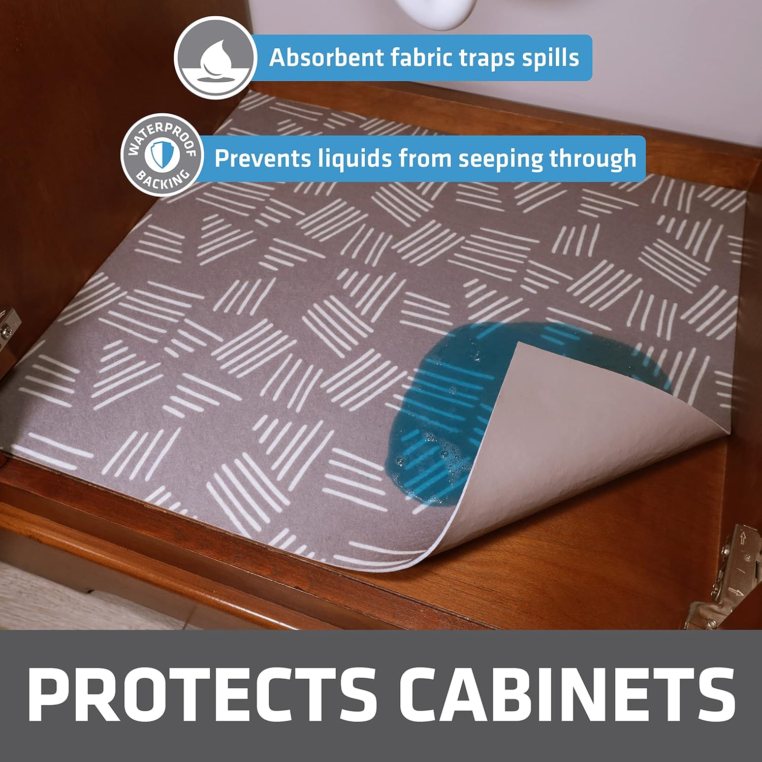 Drymate Premium Under The Sink Mat (24” x 29”), Cabinet Protection Mat, Shelf Liner - Absorbent/Waterproof/Slip-Resistant - Machine Washable, Durable (Made in The USA) (Modern Brush Strokes)