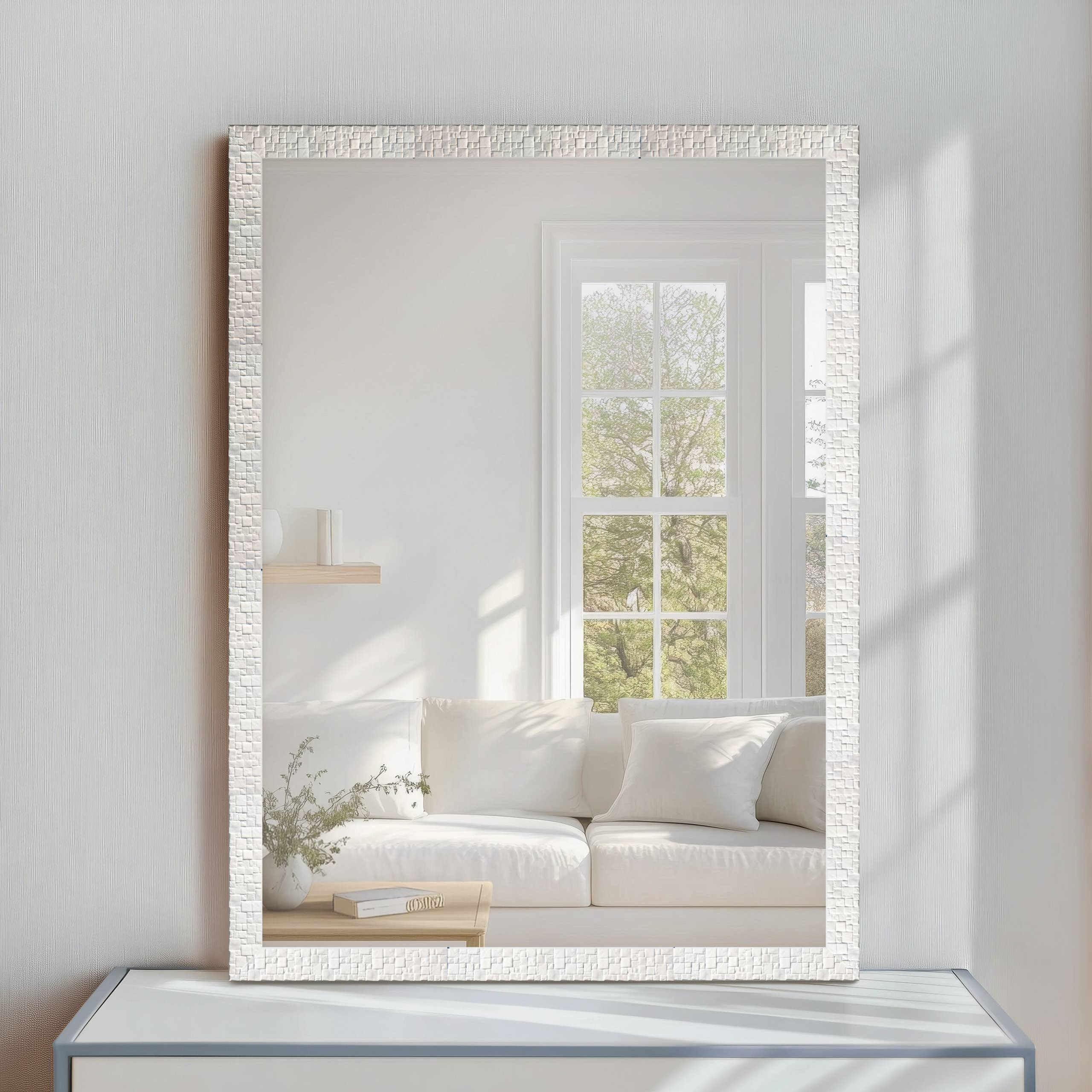 Nielsen Home White Florentina Rectangular Wall Mirror - 50X70cm - With Hanging Set - Modern Home Décor
