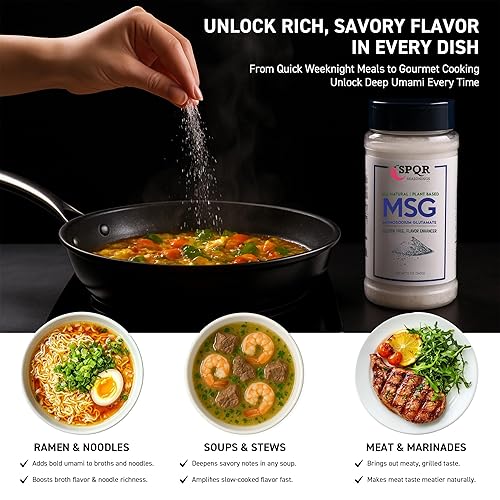 Miniatura 5 de SPQR Seasonings - Condimento MSG a base de plantas, glutamato monosódico XL, botella de 12 onzas, sin gluten, potenciador de sabor de grado de