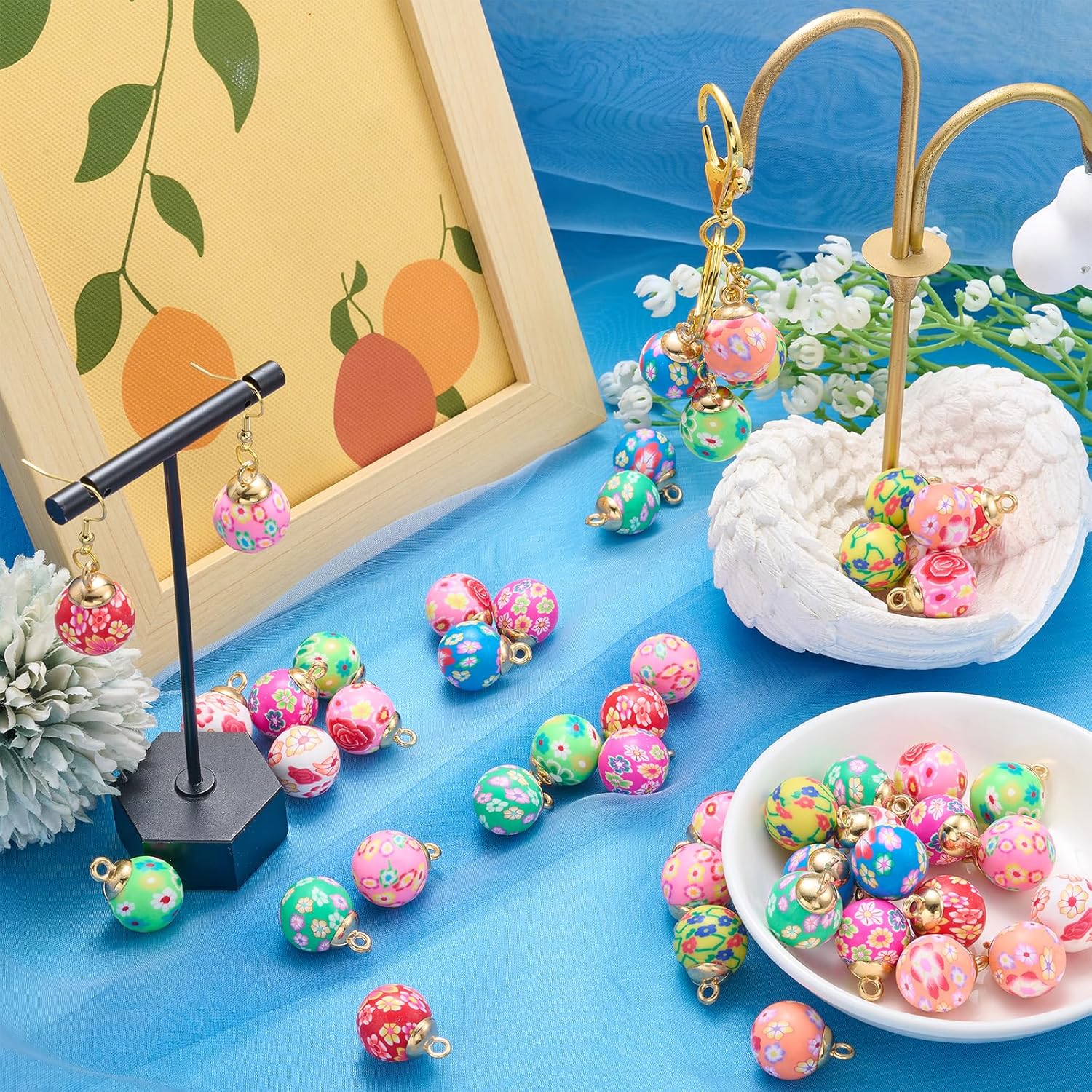 50Pcs 10 Color Clay Flower Charms for Jewelry Making Cute Bulk Spring Summer Charm Colored Floral Charms Polymer Clay Pendants for Bracelet Necklace Earring DIY Supplies - Image 5