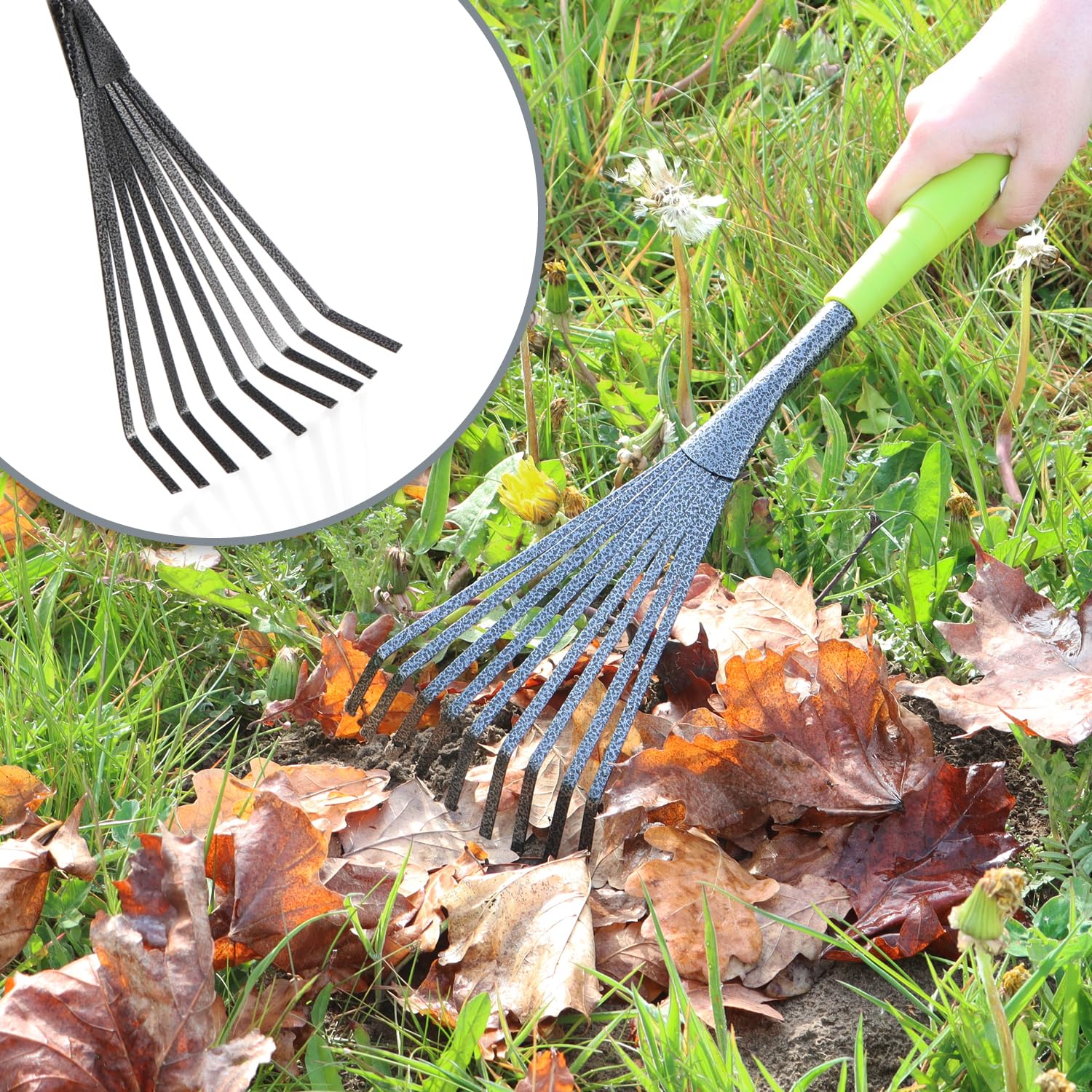 COM-FOUR® Juego de Herramientas de jardín de 5 Piezas - Juego de jardín con Azada Doble, cultivador pequeño, raspador para Juntas, rastrillo de Mano, Paleta de Flores