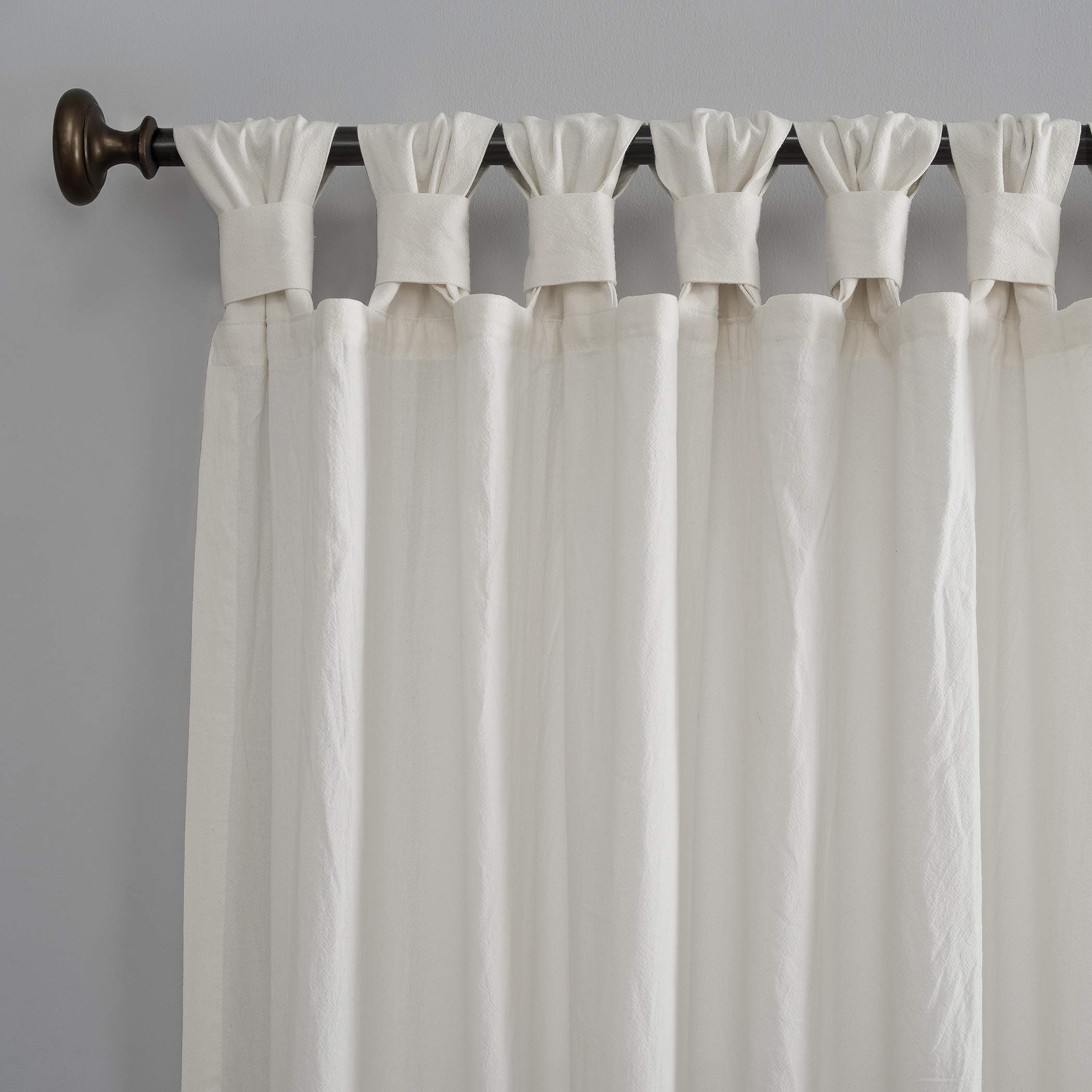 Archaeo Tenda in cotone lavato con linguetta intrecciata, 132 x 213 cm, bianco crema