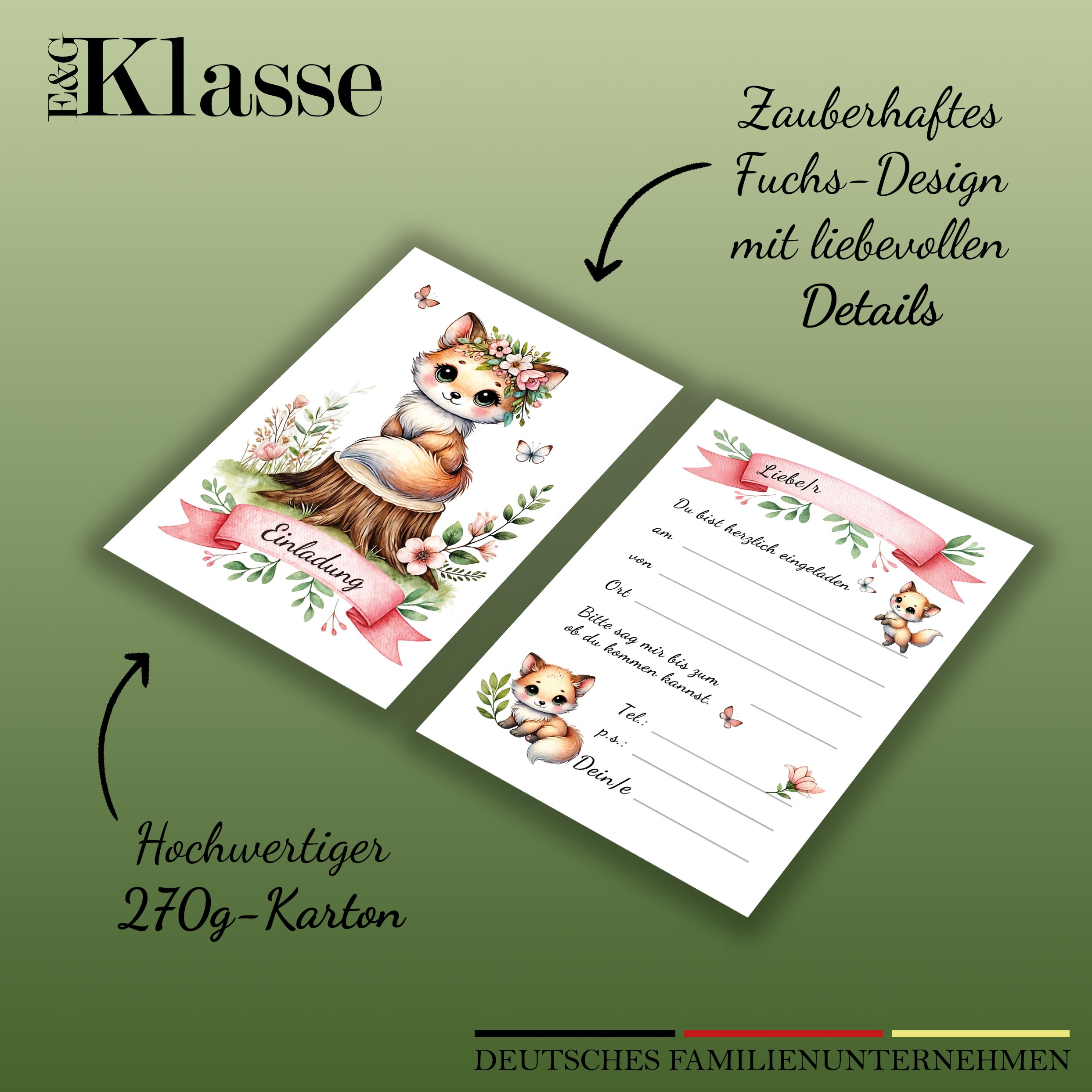 Hadley Design Dankeskarten Mit Wald-Motiv – 24 Stück Inkl. Umschläge Für Babyparty, Geburtstag (10x15 Cm)