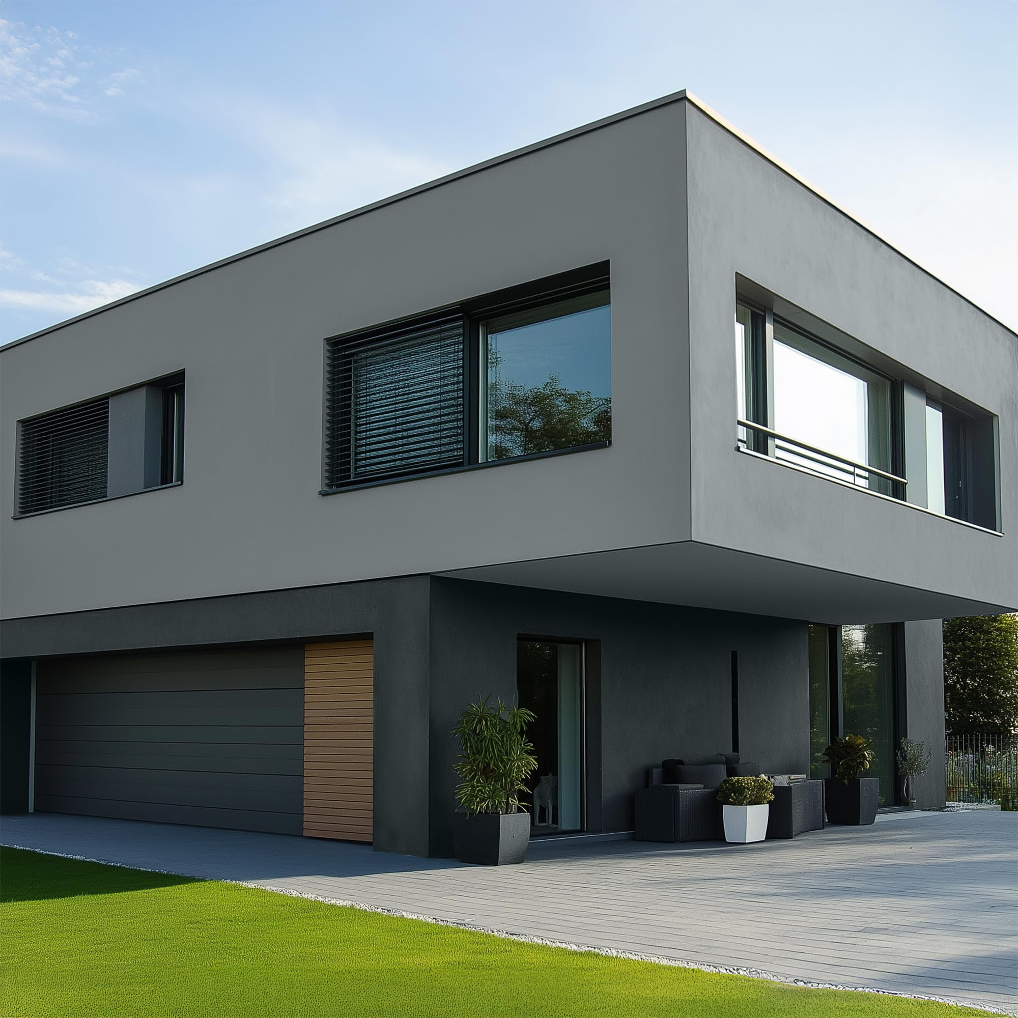 EPODEX EXTERIOR PAINT Fassadenfarbe - Anthrazitgrau Pastell | Sockelfarbe & Außenfarbe, Matt, atmungsaktiv & wetterfest, Für Putz, Beton uvm, 12 kg - 60m² bei einmaligem Anstrich
