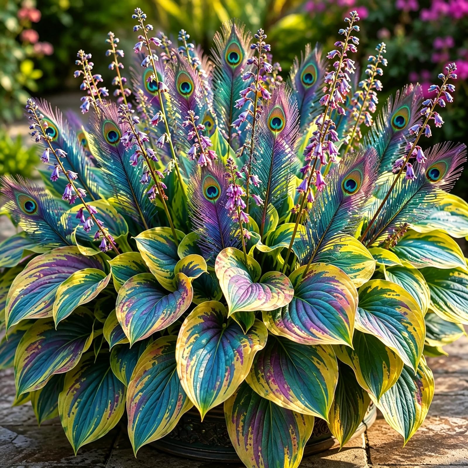 Brilliant Peacock Flame Hosta-for UK,Potted-Plants,Hosta Plants for Garden,Excellent Display-1500Count-H