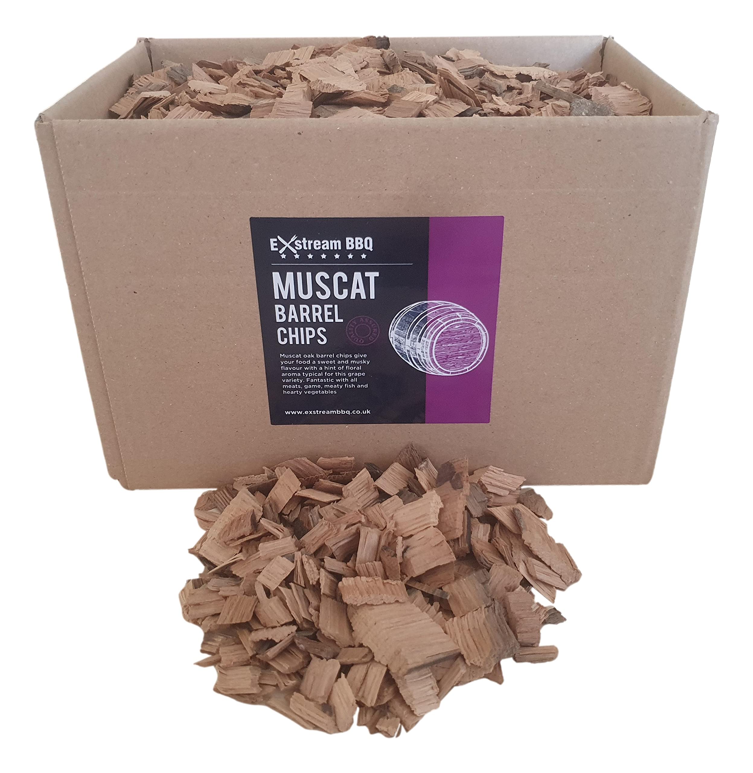 Exstream BBQ Barbecue Smoking Wood Chips *Over 16 Great Flavours in 1, 5 & 10 Litres* (Muscat Barrel 5 Litre)