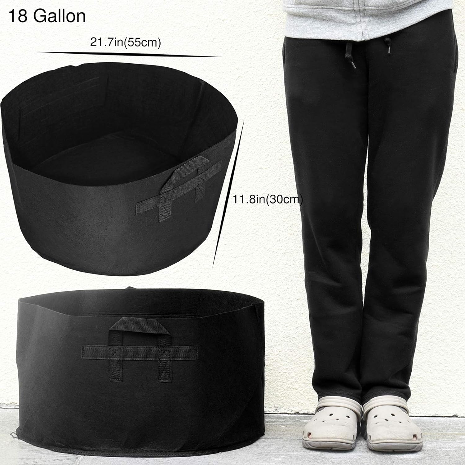 FiveSeasonStuff Grow Bags, Heavy Duty Fabric Pots (6 Pack 18 Gallons (Black))