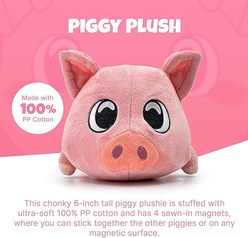 Vista 18 de Youtooz Piggy Plush Bow Stickie - Piggy Plush Bow Stickie de felpa de 6 pulgadas, súper suave y magnético de Youtooz Piggy. Hecho de 100% algodón