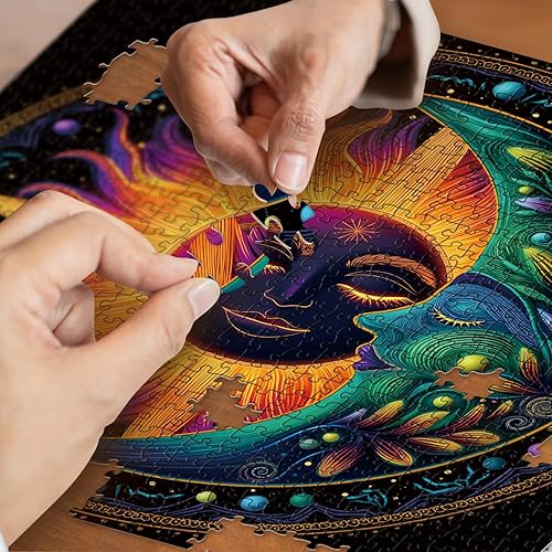 Miniatura 6 de Rompecabezas coloridos de luna solar para adultos, 1000 piezas, arte hermoso, sol, planeta, paisaje, rompecabezas, desafiantes, bonitas estrellas,