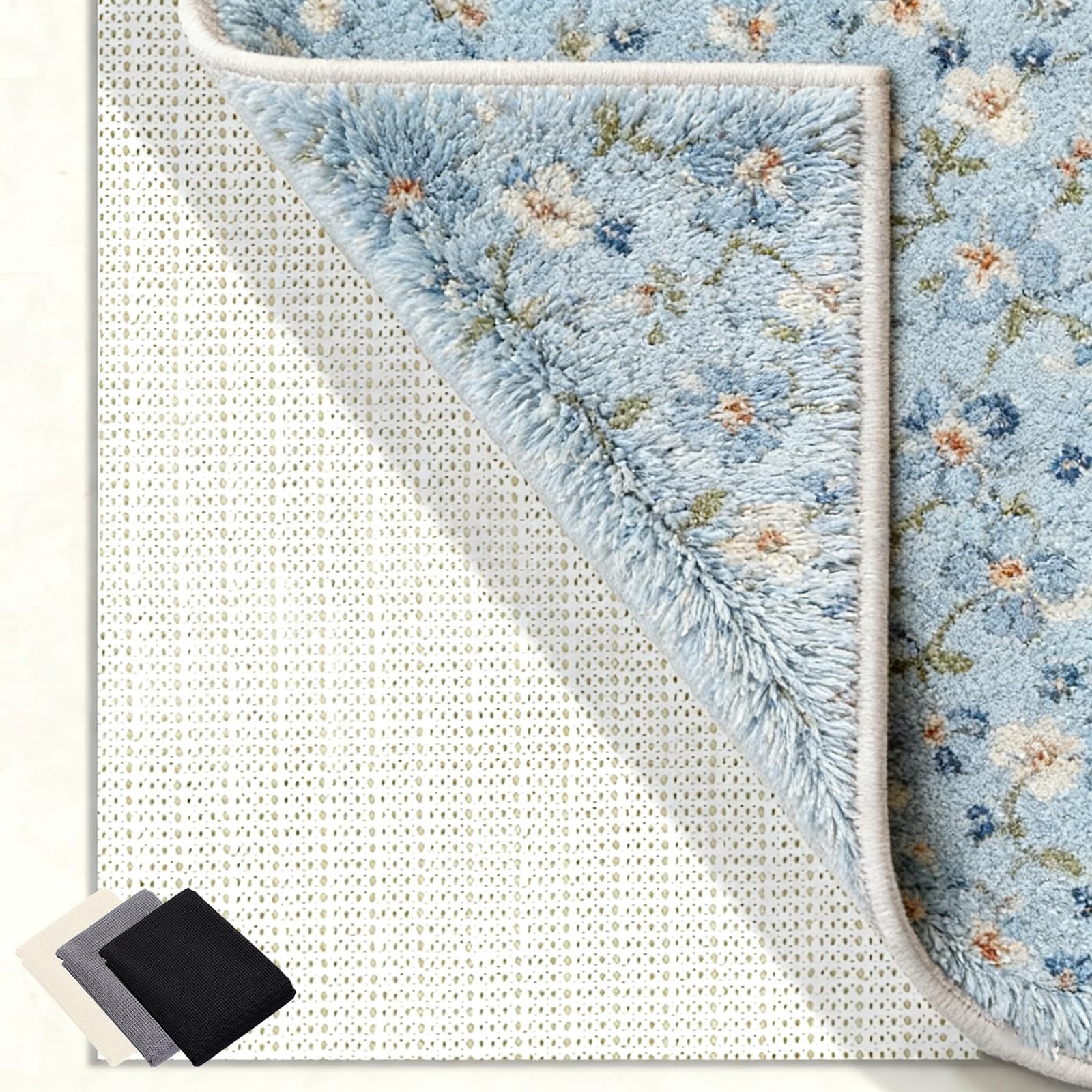 sous-Tapis Antidérapant 195 x 210 cm Réutilisable et sans Odeur, Découpable, Lavable, Taille Personnalisable, Dérapant Doublure D'Étagère de Tiroir pour Tous Types de Sols, Blanc