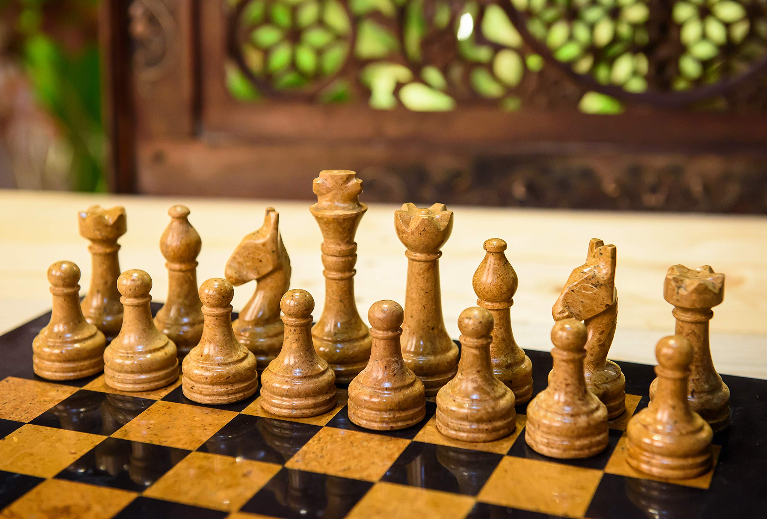 Original Handmade Marble Chess Set by RADICALn 15" Black and Golden