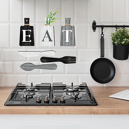 Miniatura 6 de 6 piezas de decoración de cocina, tabla de cortar, letrero de comer, tenedores y cucharas, decoración de pared de madera, letrero colgante de