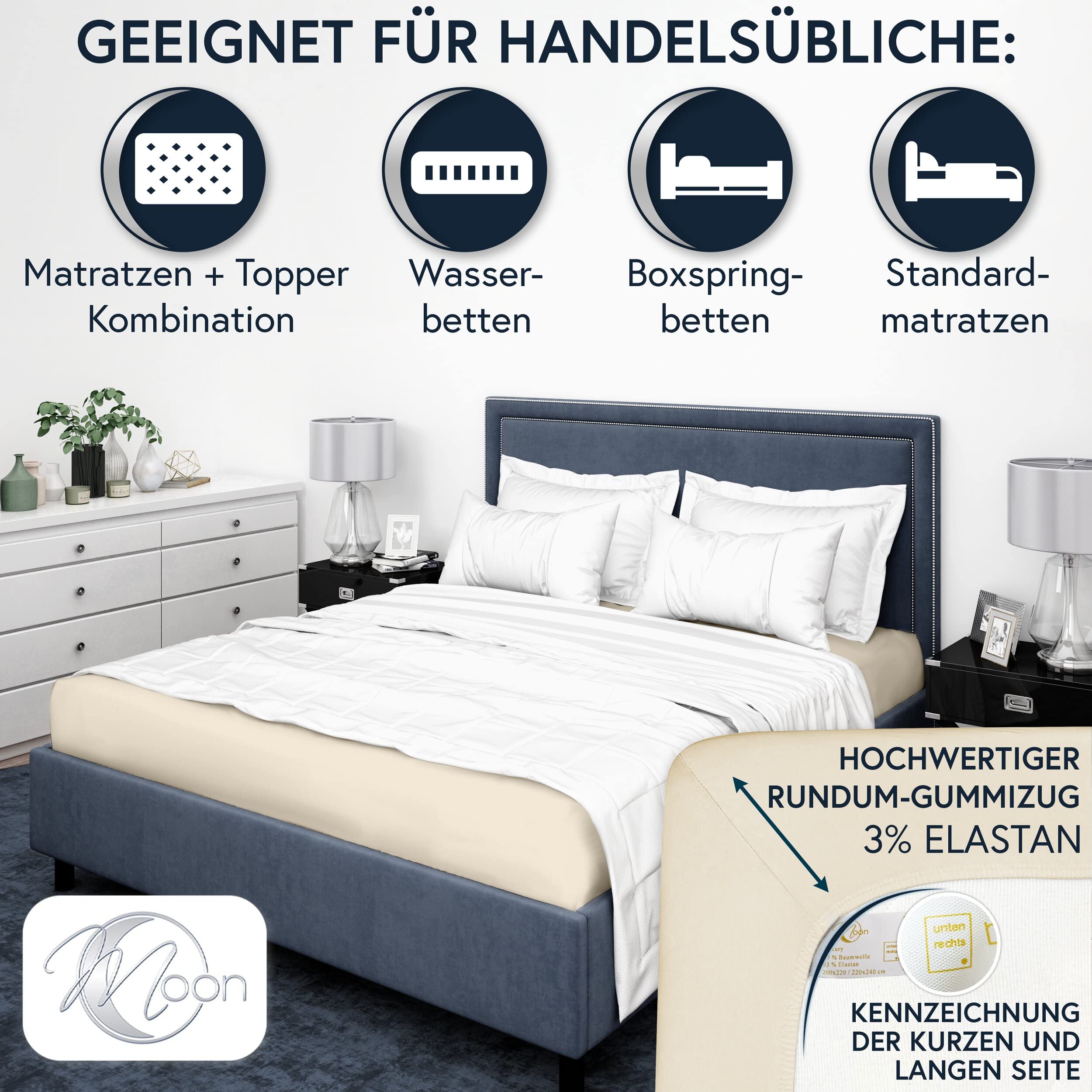 Luxe hoeslaken Jersey Stretch 230 g/m² voor waterbedden