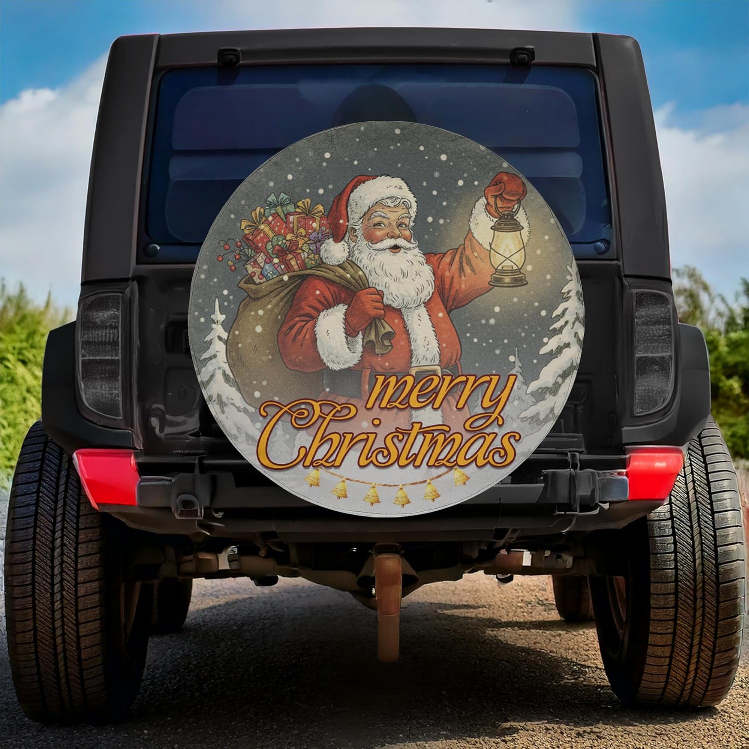 ThangPham Shop Christmas Santa Spare Tire Cover with/Without Backup Camera Hole – Christmas Theme Design for Lovers