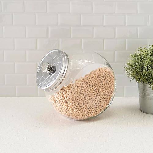Miniatura 5 de Home Basics Tarro de cristal grande con tapa, paquete de 4, tarro alto transparente para dulces, aperitivos y golosinas para mascotas, tarro grande