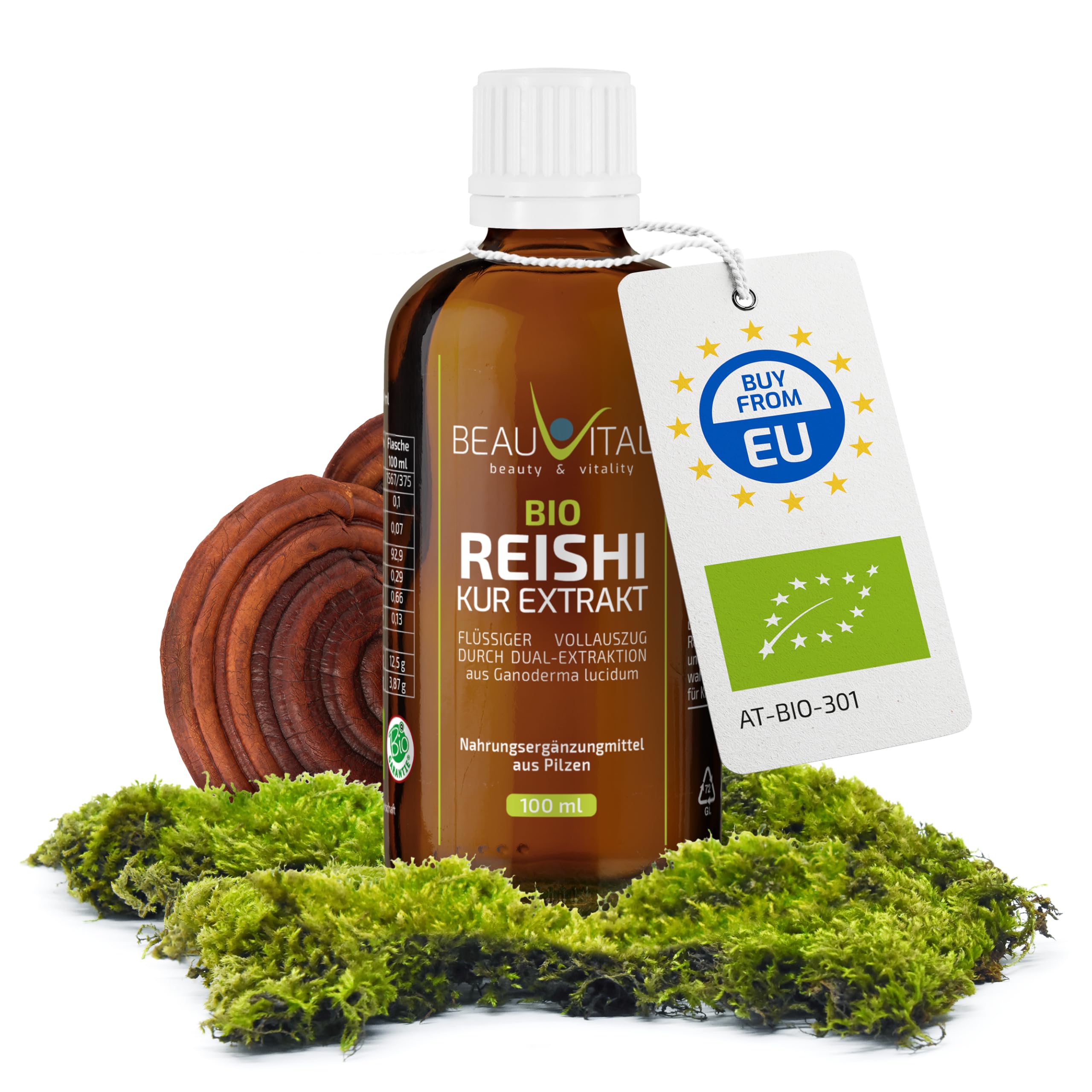 Bio Reishi Extrakt flüssig | Vollauszug Ganoderma aus Reishi Pulver durch Dualextraktion in Glyzerin, 100ml
