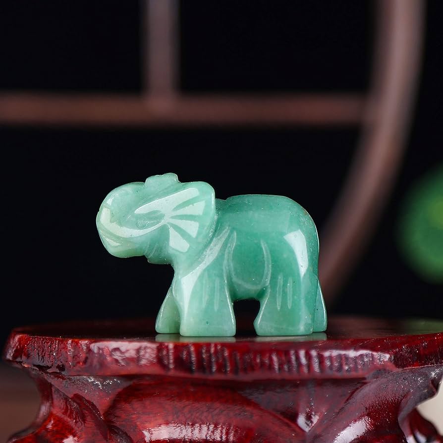 Amazon.co.jp: 象の像 天然グリーン翡翠石 象の像 ホーム
