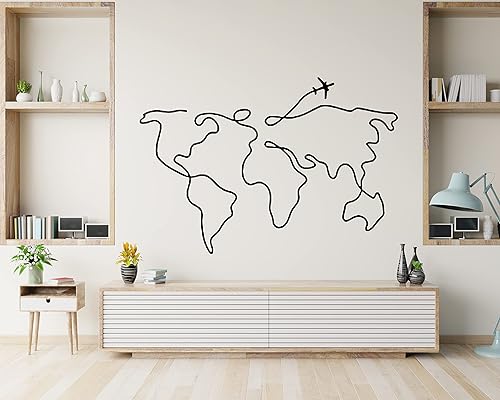 Mapa del mundo gran pared etiqueta abstracta arte viaje adhesivo extraíble AA023