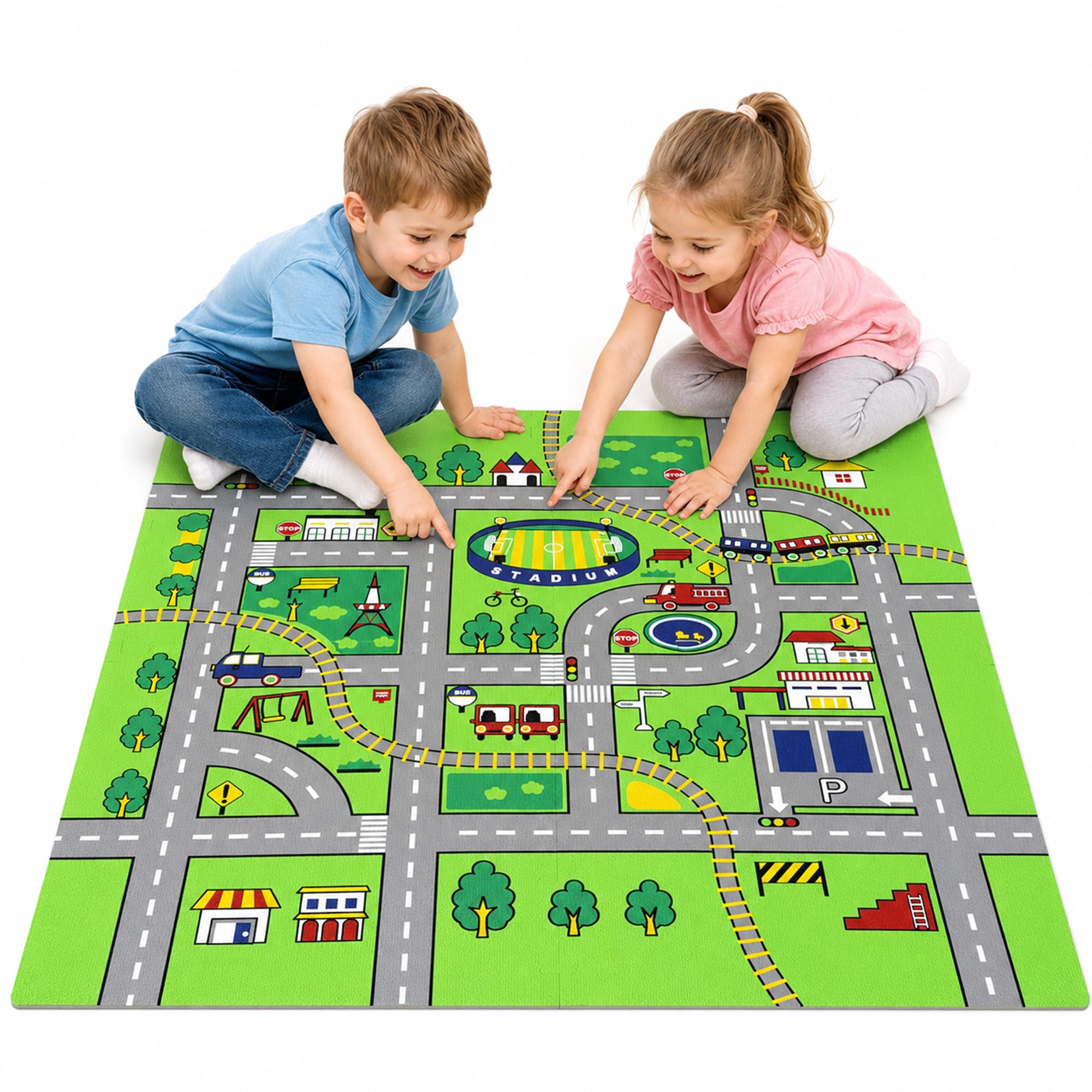 Kids Interlocking Foam Play Mat – Large Foam Tiles, 1.5cm Thick EVA Foam Floor Mats for Children, Non-Toxic Puzzle Foam Mats for Playroom, Indoor & Outdoor Use