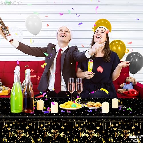 Miniatura 4 de KatchOn, Paquete de 3, mantel de feliz año nuevo – 108 x 54 pulgadas | Decoraciones de Año Nuevo 2025 | Mantel de feliz año nuevo 2025 |