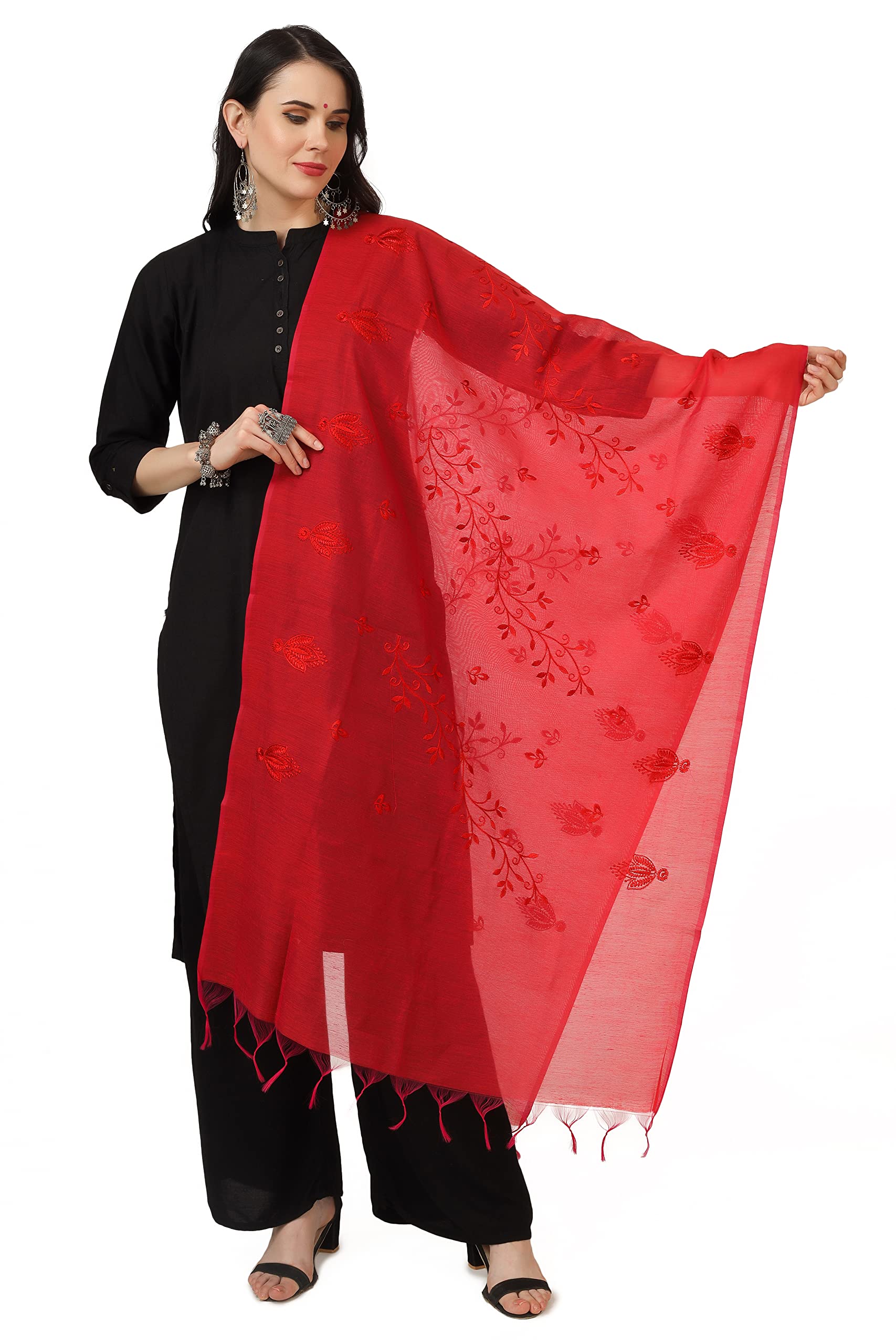 a r silk Women's Red Cotton Embroidered Dupatta(ARS0778)-picture-56