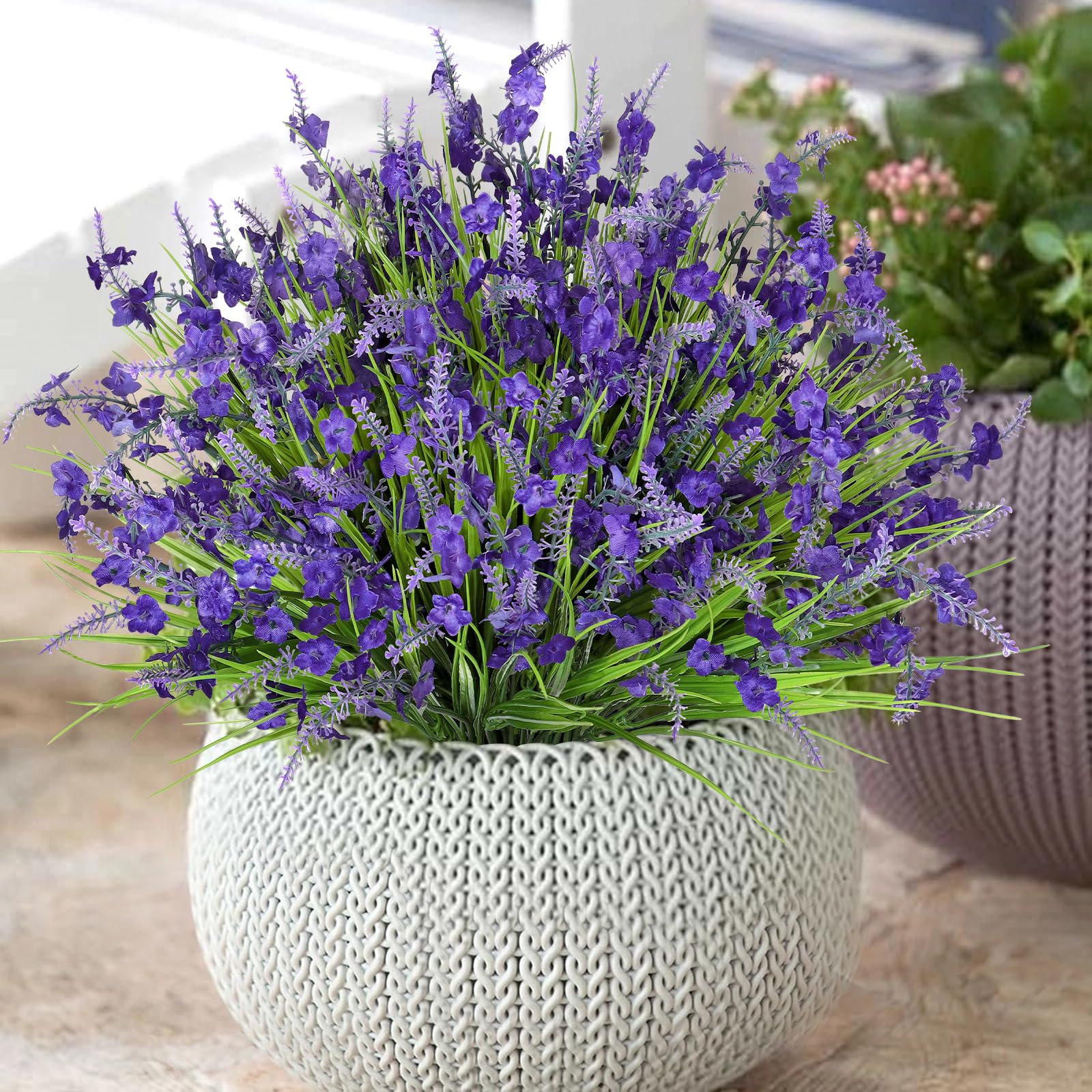 18 Bndel Knstliche Blumen Lavendel Outdoor - Wetterfeste Kunstblumen Fr  Balkon Und Garten