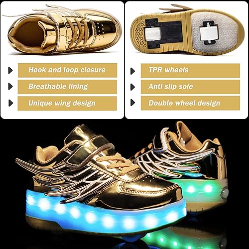 Miniatura 4 de AIkuass Zapatos con ruedas LED y USB recargables, zapatillas de patinaje con luces para niños y niñas