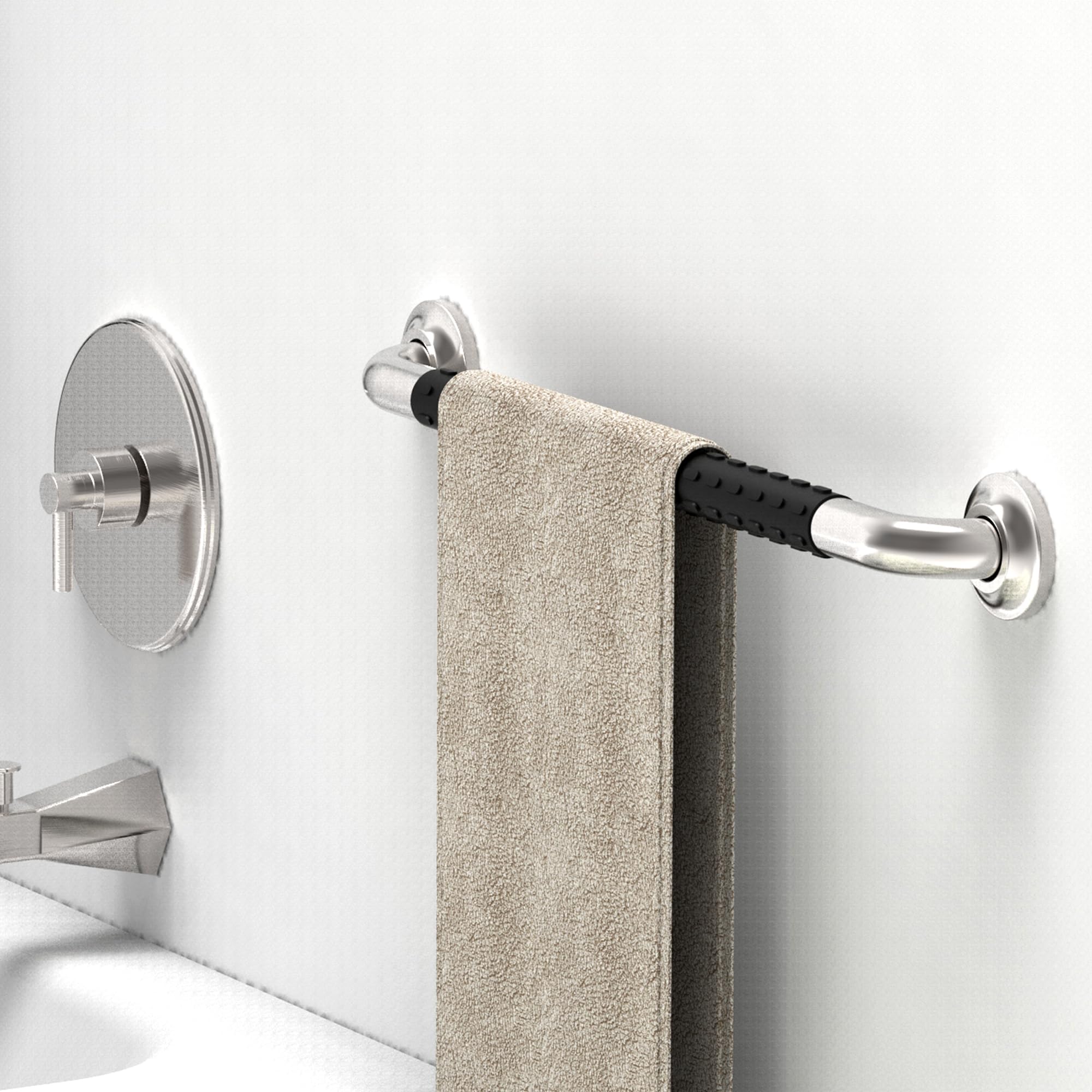 Barra di sicurezza per vasca da bagno, 40,6 cm, con impugnatura antiscivolo, capacità di carico ADA, capacità di carico 226,8 kg, nichel spazzolato