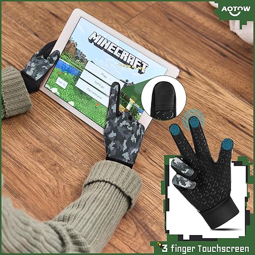 Miniatura 4 de AOTOW Guantes deportivos cálidos de invierno para niños, para clima frío, térmico, para nieve, pantalla táctil, para niños y niñas