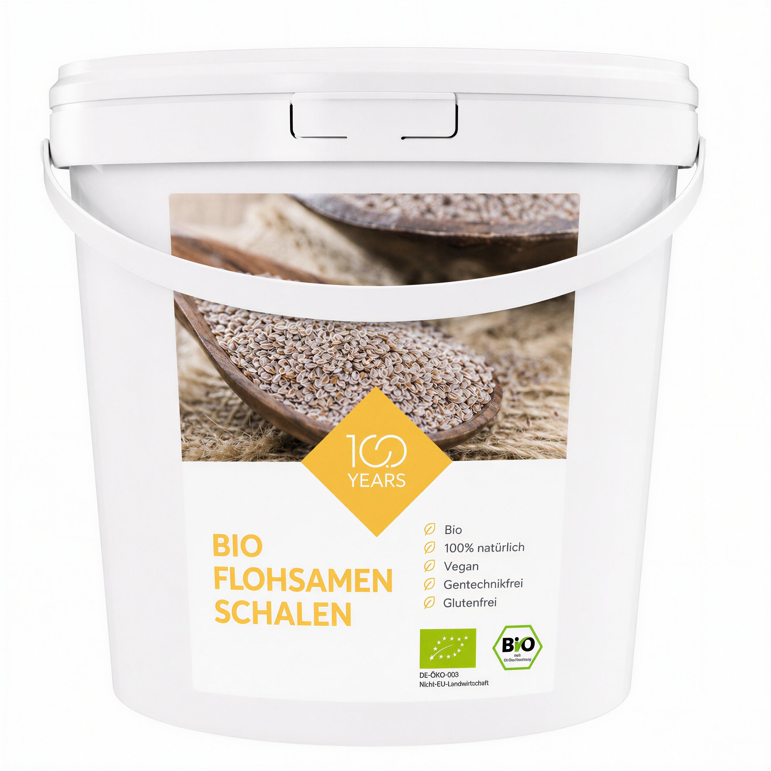 2 kg di cuticola di psillio biologico in secchiello - Purezza al 99% - Qualità 100% biologica (DE-ÖKO-003) - Vegano - Ricco di fibre - Integratore alimentare