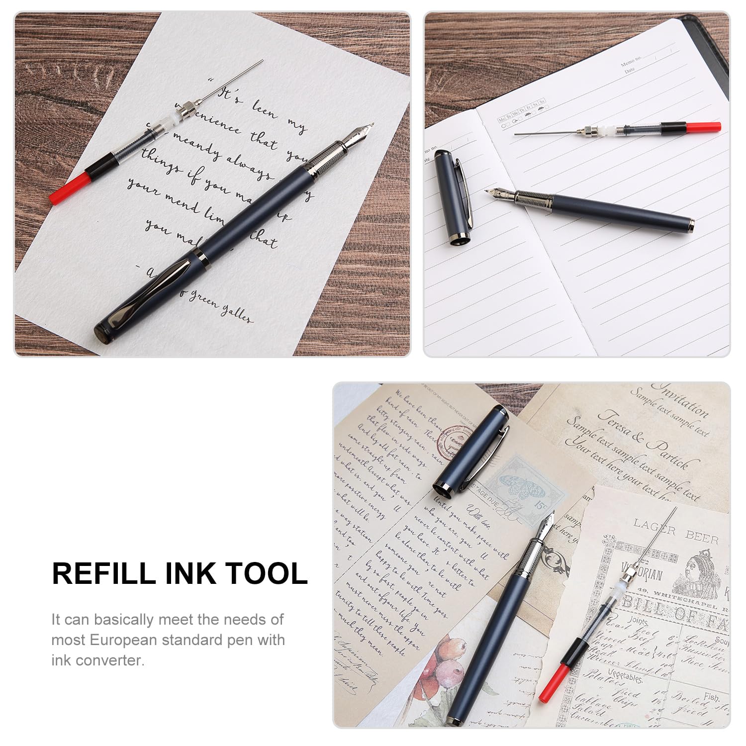 MU-25 Ensemble de stylos plume de calligraphie comprenant 5 plumes, flacon d'encre, convertisseur de recharge d'encre et 18 cartouches d'encre, cadeau pour écrire, journal, calligraphie