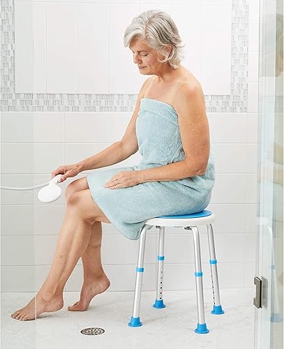 Miniatura 4 de Carex Taburete de ducha giratorio con asiento acolchado, asiento de ducha para personas mayores, personas mayores, minusválidos, o personas en casa