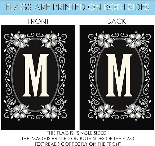 Miniatura 4 de Toland Home Garden 109934 - Bandera clásica de flores con monograma M de 28 x 40 pulgadas, bandera de jardín de doble cara para casa al aire libre,