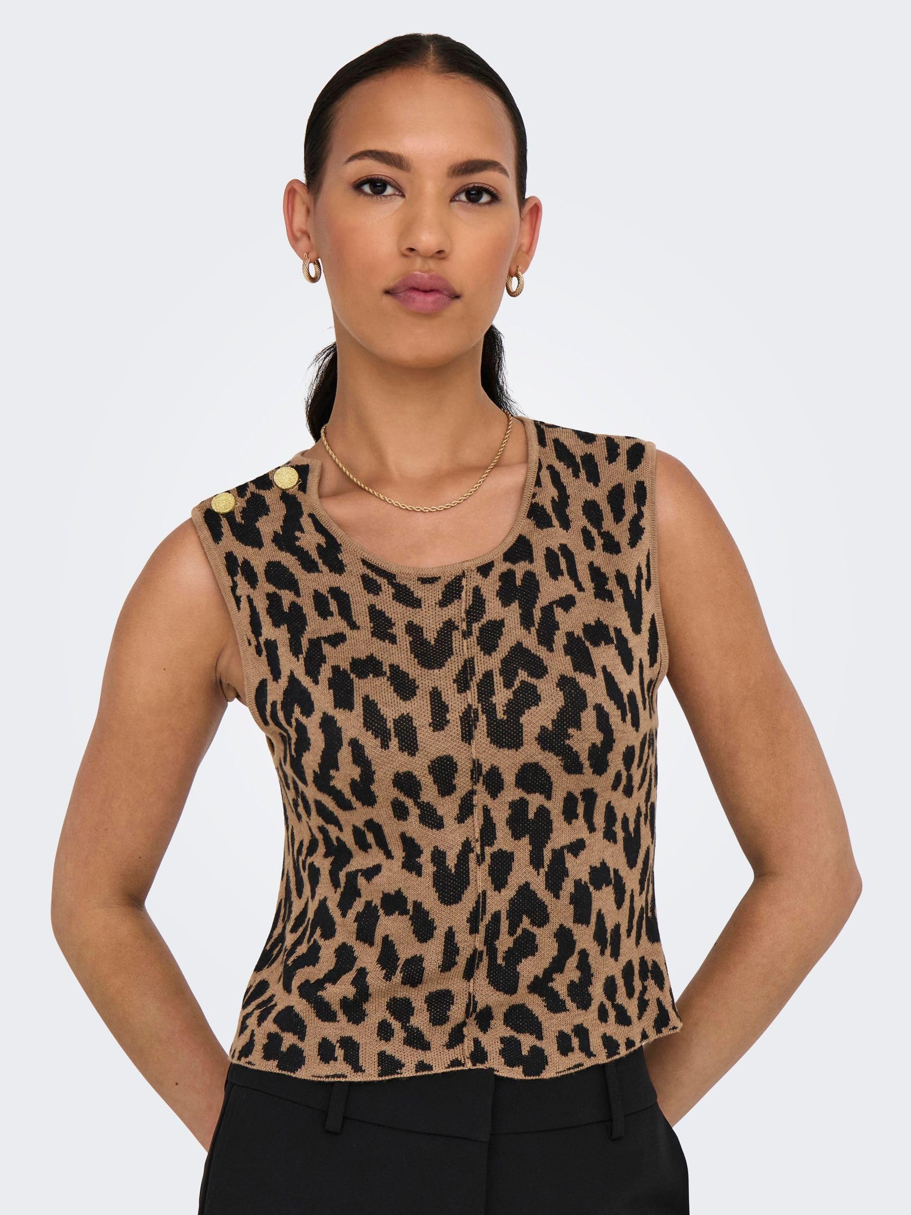 ONLY Damen Onlvienna Sl Jq Leo Tank Top Cc KNT Onlvienna Sl Jq Leo Tank Top Cc KNT (1er Pack)
