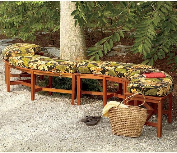 Solid Wood Fire Pit Curved Bench 44 Outdoor Garden Patio