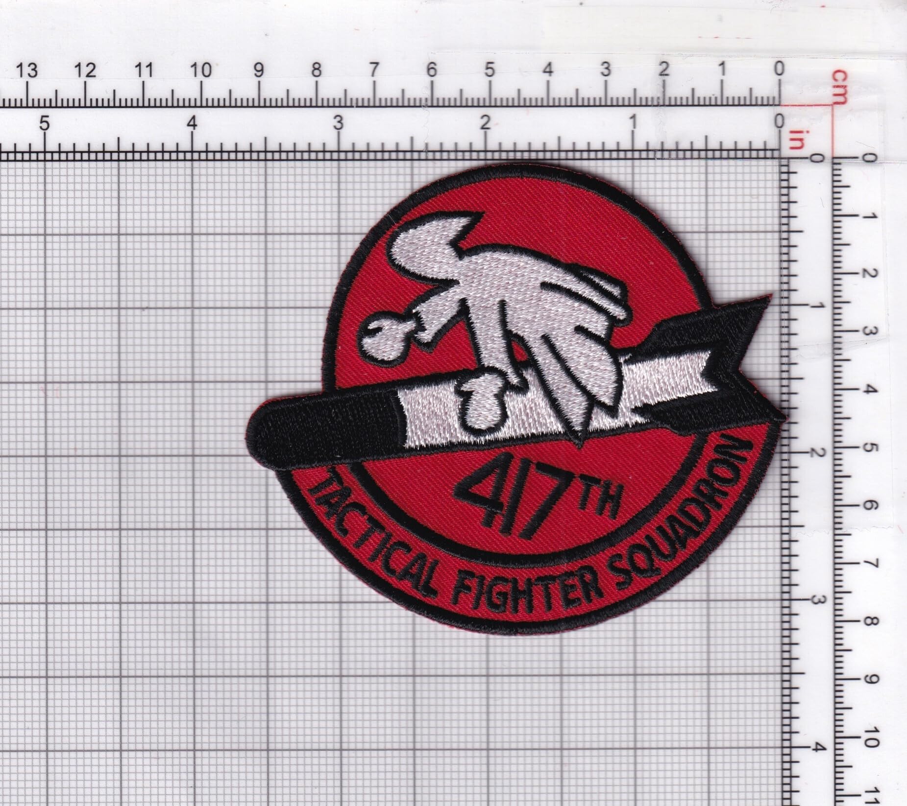 417th Tactical Fighter Squadron Patch – with Hook and Loop, 3.5