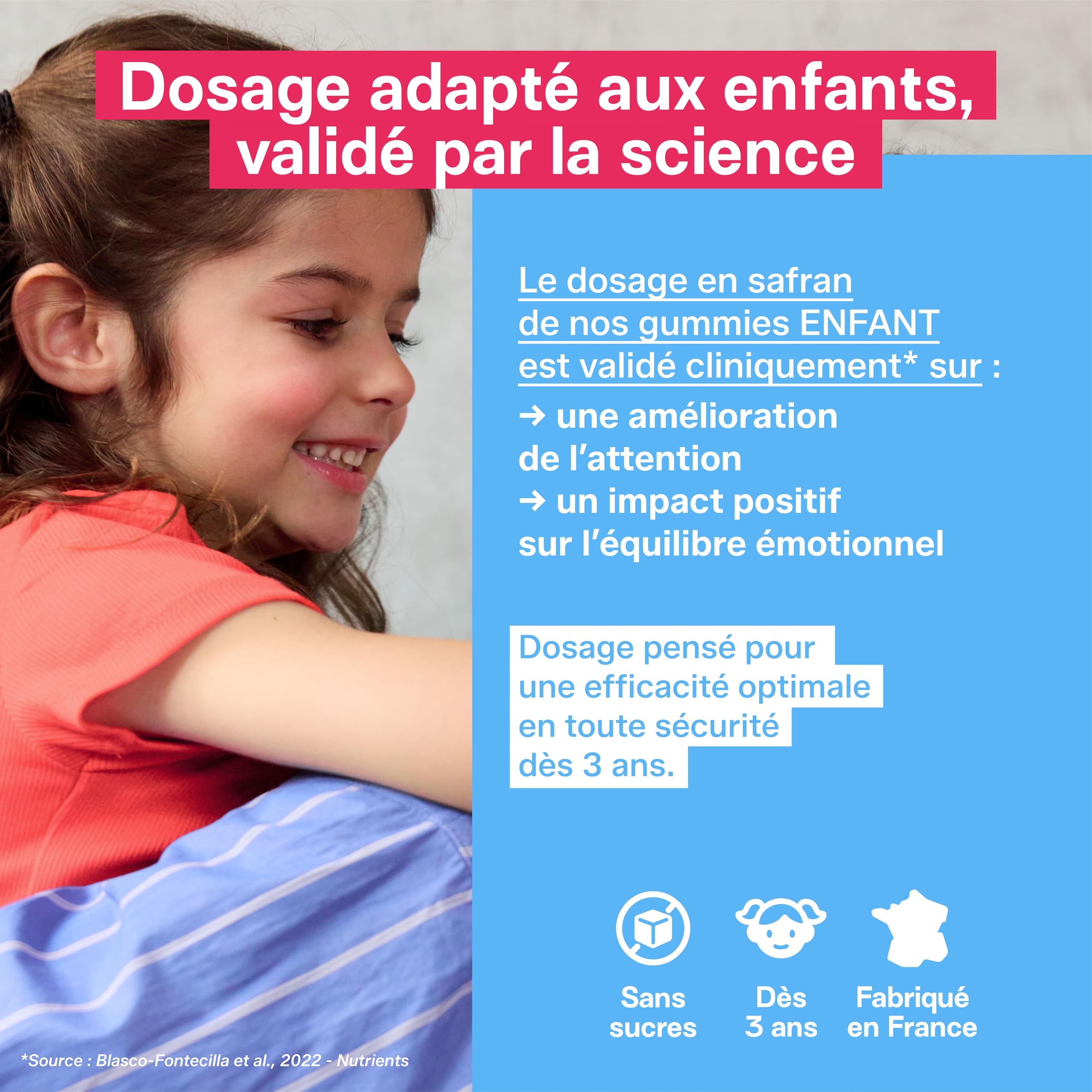 MIUM LAB - Gummies Safran Enfant Vitamine B6 – Équilibre Émotionnel & Concentration – Aide à Gérer Émotions & Agitation – Complément Alimentaire Enfant Sans Sucres – Goût Fraise – Lot de 3
