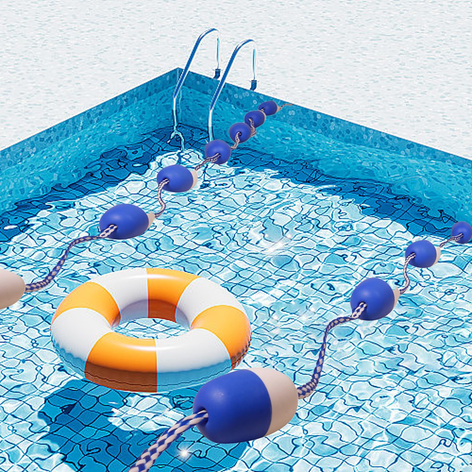 Generisch Cuerda de división para piscina de 16 pies con ayuda de flotabilidad | Barreras de piscina de alta visibilidad, seguras y adecuadas para todos los nadadores