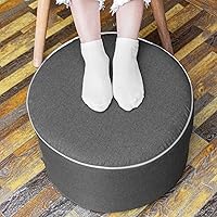 Asuprui Waterproof Outdoor Foam Ottoman Footrest - All-Weather Round 20x12 Inch Pouf Stool for Patio, Living Room, Garden, Dark Gray