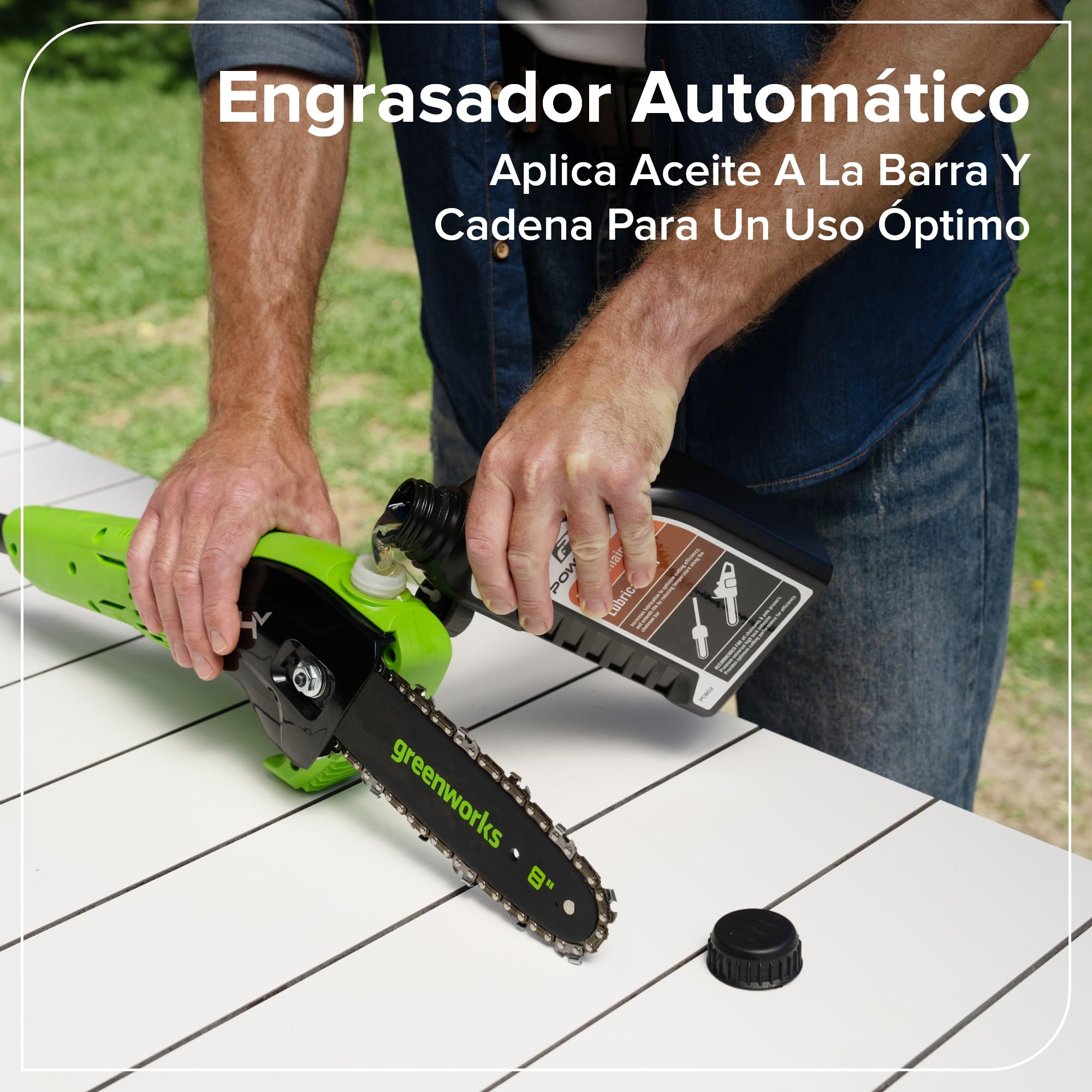 Greenworks Cortasetos + Sierra telescópica 2-en-1 24V con batería 4,0Ah & Cargador USB-C 65W, Motor brushless, Hoja 51 cm, Sierra 20 cm, Cabeza giratoria 112,5°, pértiga 3 Piezas CKPH321A2