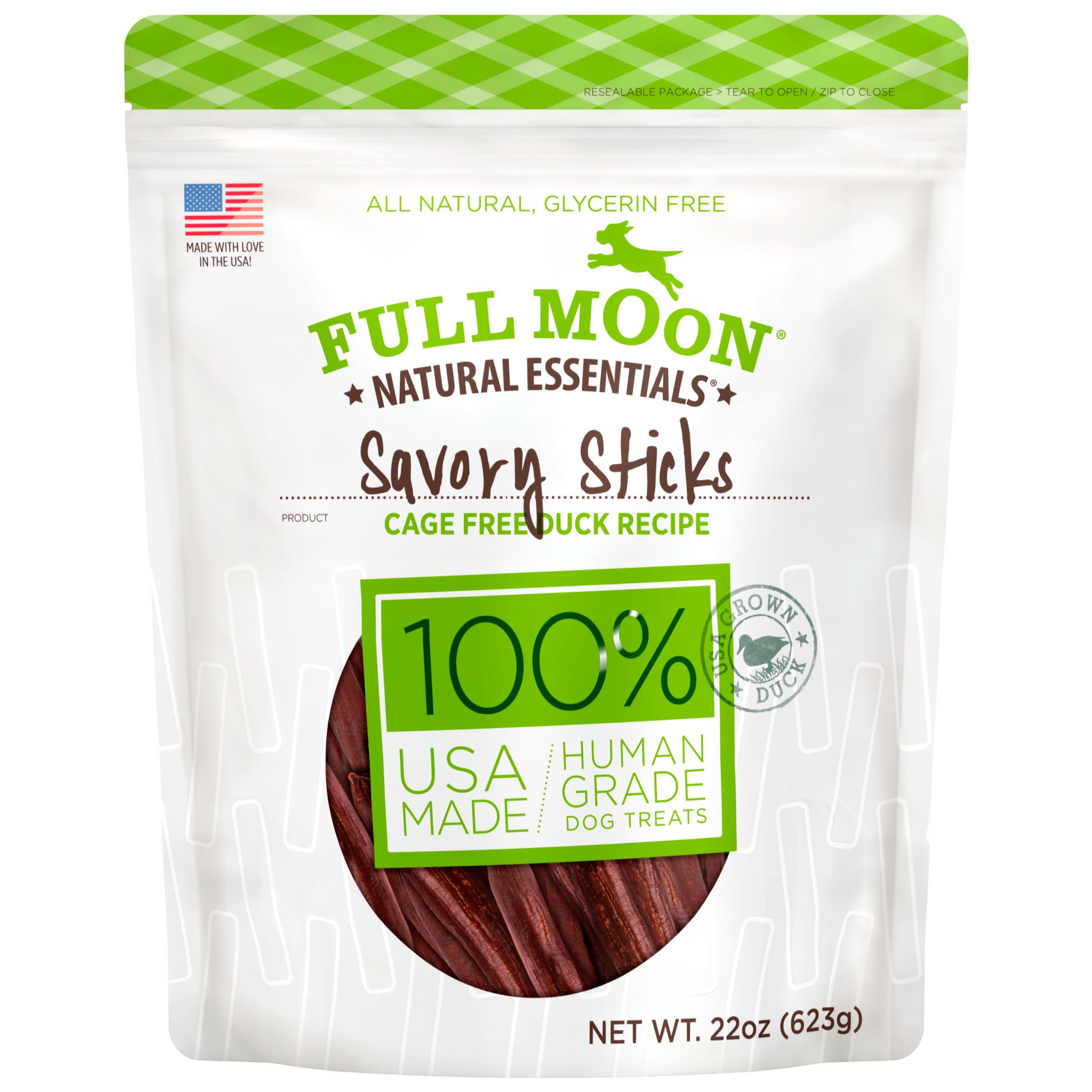 Full Moon All Natural Human Grade Dog Treats, Essential Duck Savory Sticks 22.0 oz