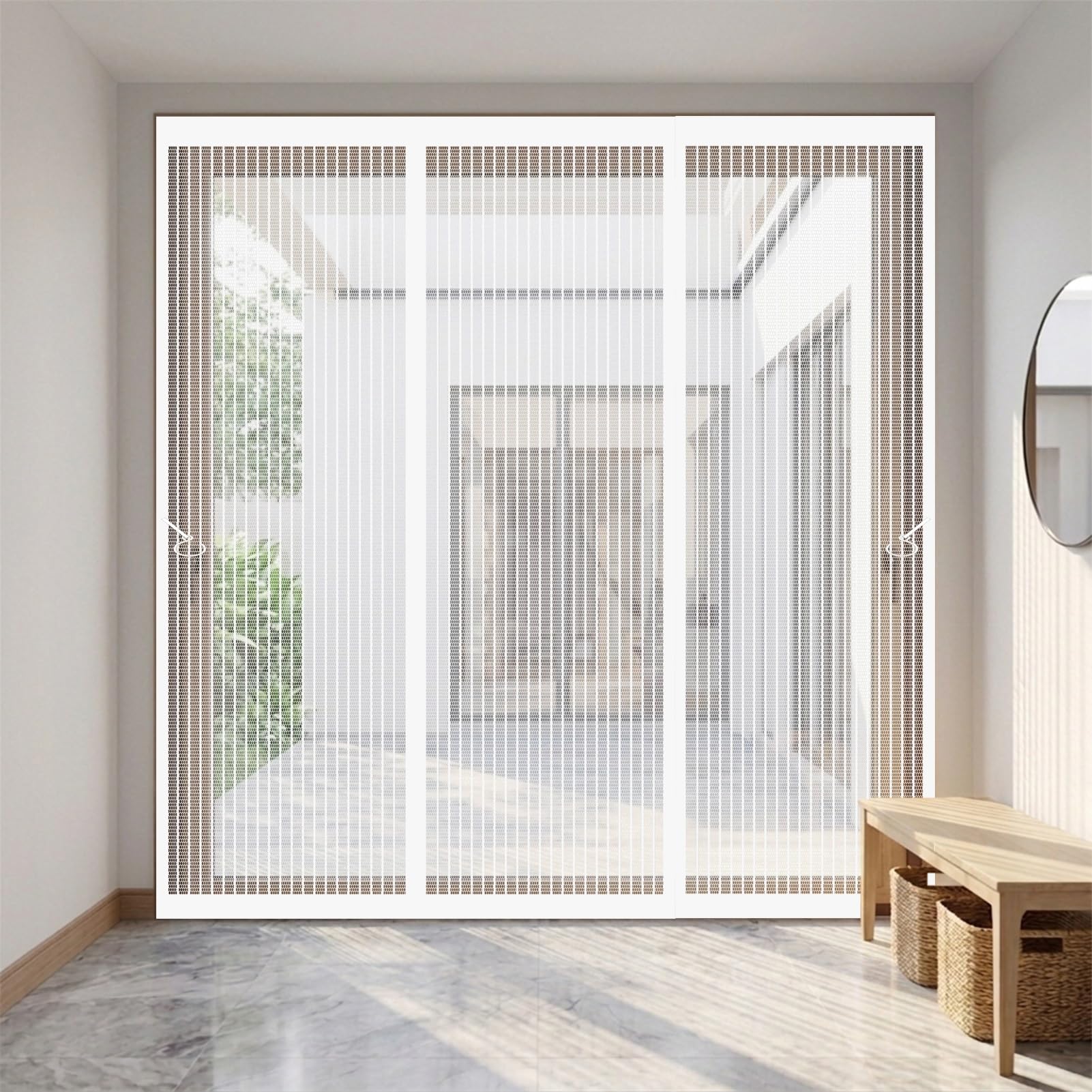 Magnetic Fly Screens for Doors 138 x 246 cm Keeping Out Flies & Bug, Keep Fresh Air in Magnetic Fly Insect Screen Door Kid and Pet Friendly for Basement Door, Balcony, White