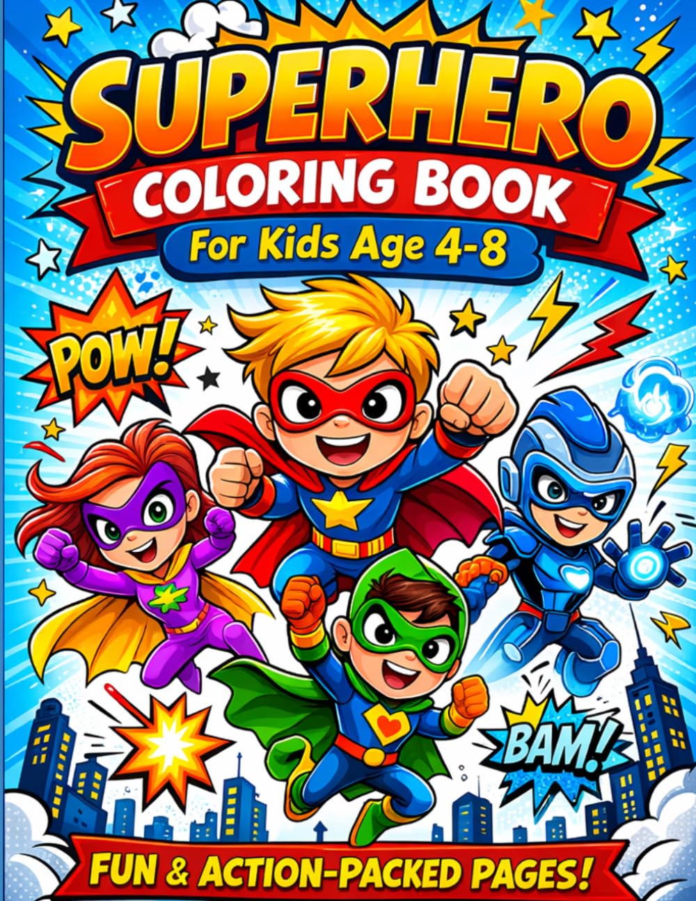 Cute Superhero Coloring Book for Kids: Fun and Easy Animal Coloring Pages for Boys and Girls Ages 4-8