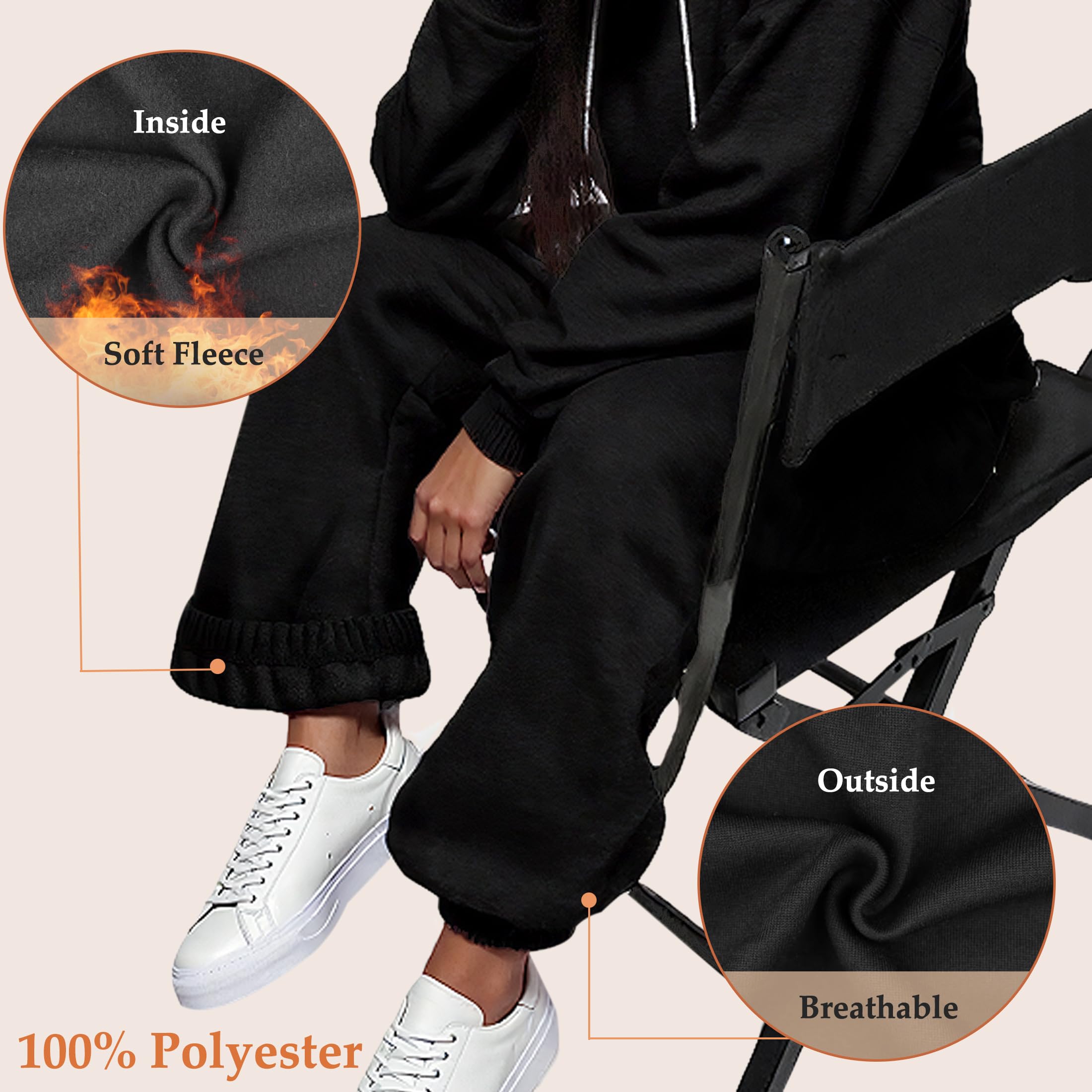 Pantalon de Jogging Femme Taille Haute Pantalon de Sport Hiver | Thermique Pantalon de Survetement Baggy pour Training Fitness Gym Loisirs