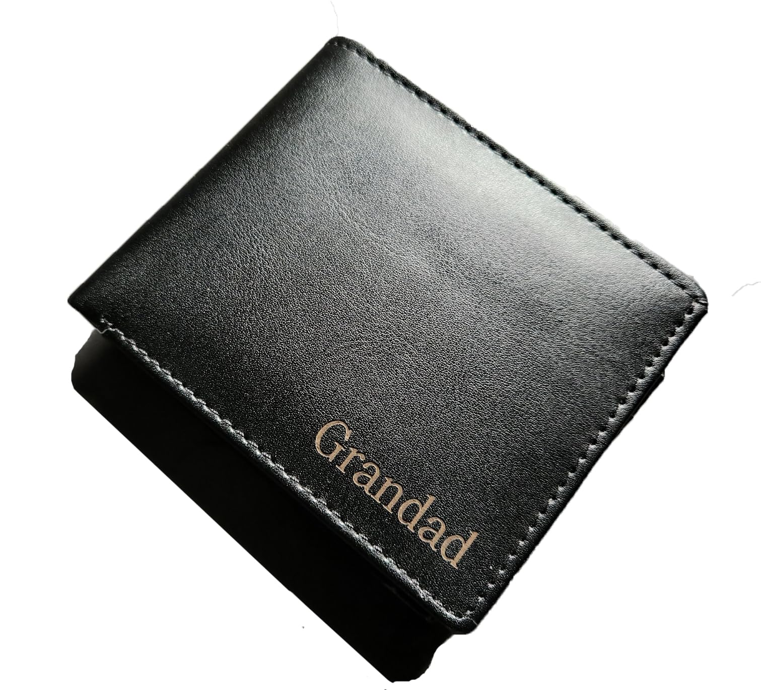 Personalised Men's Black Leather PU with Coin Compartment Personalized Wallet - Great Gift for Dad, Daddy, Grandad, Uncle, Son, Brother. Custom Name and Text/Wording