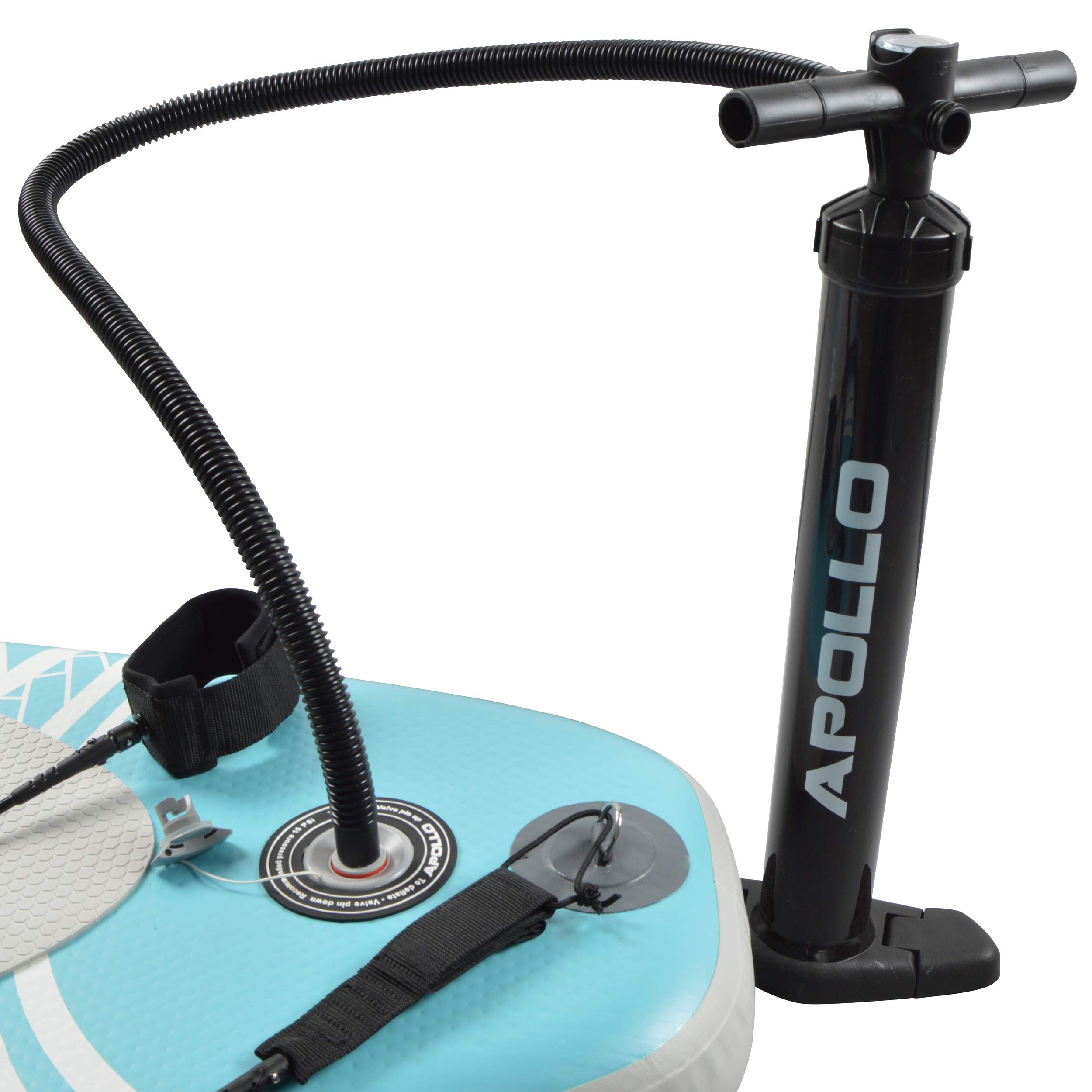 Apollo Gonfleur Paddle à Double Action - Pompe Paddle à Air pour Planches - 2 x 2 litres – Pompe Gonflage avec Jusqu'à 2 Bars de Pression Max. - Légère et Maniable - pour Tous Les Modèles